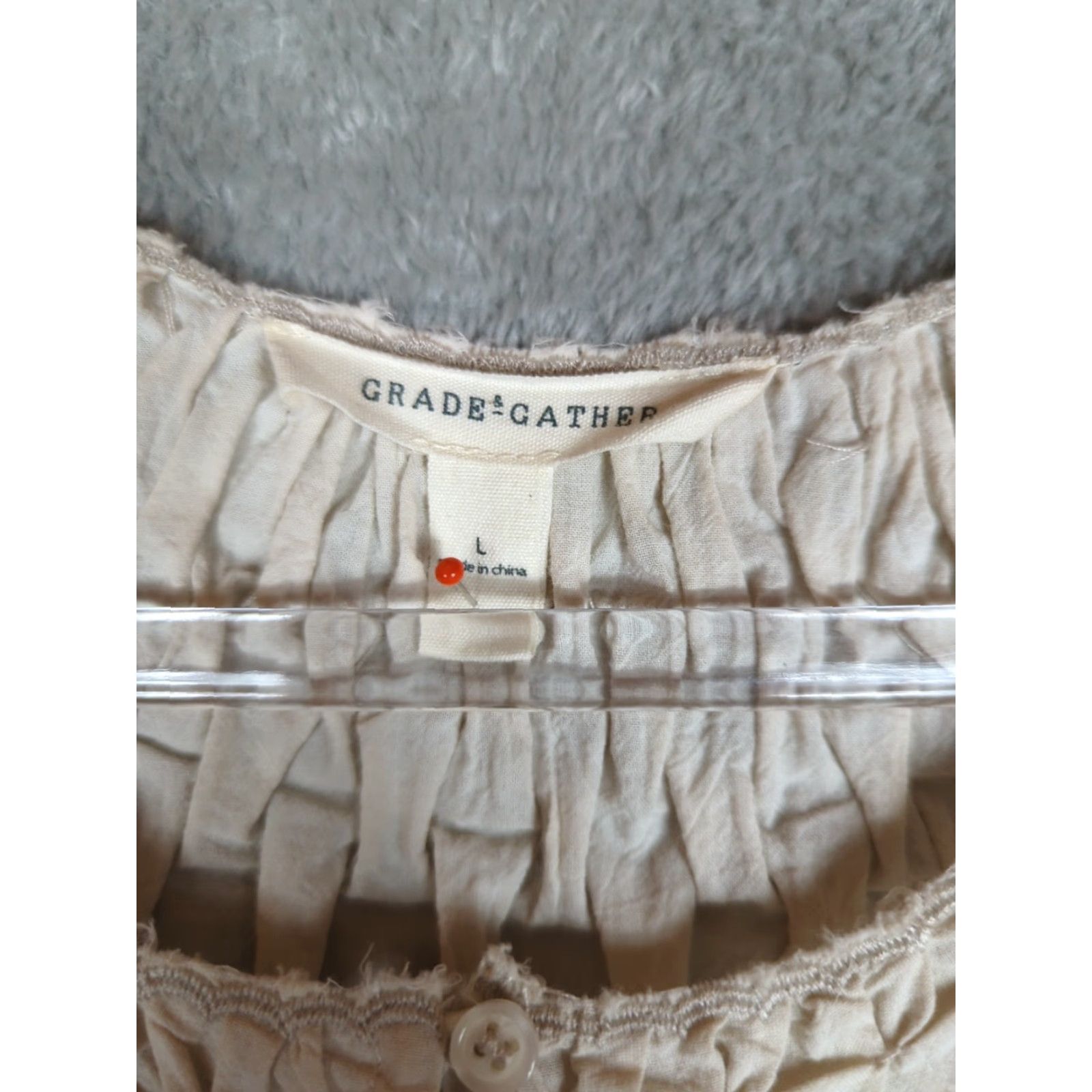 Vintage Grade & Gather Beige Cottagecore Puff Sleeve Shirt L Womens Puff Sleeve Top Casual Spring Summer Shirt Size L / US 10 / IT 46 - 5 Thumbnail