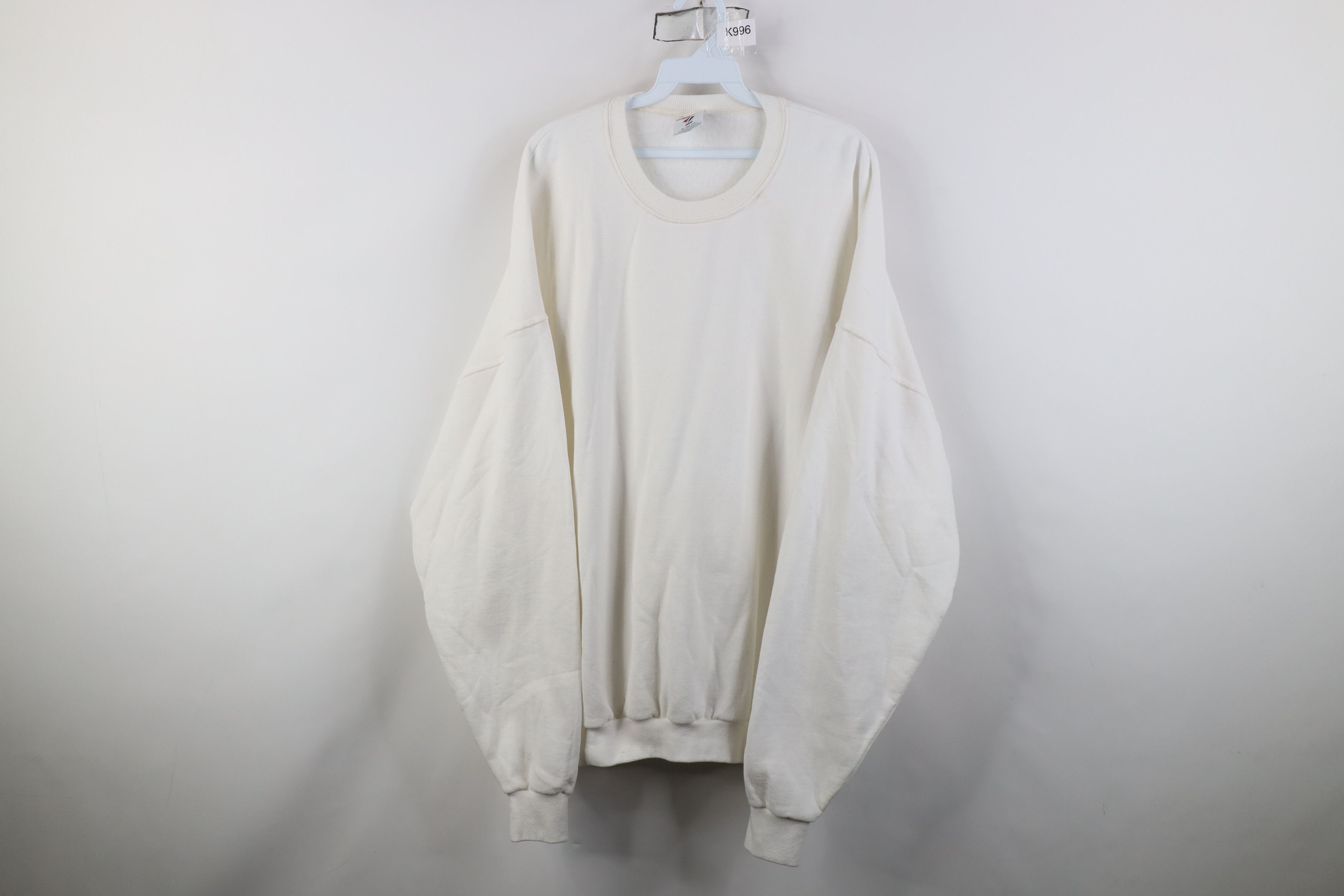 Vintage Vintage 90s Streetwear Blank Crewneck Sweatshirt White Size US XXL / EU 58 / 5 - 1 Thumbnail