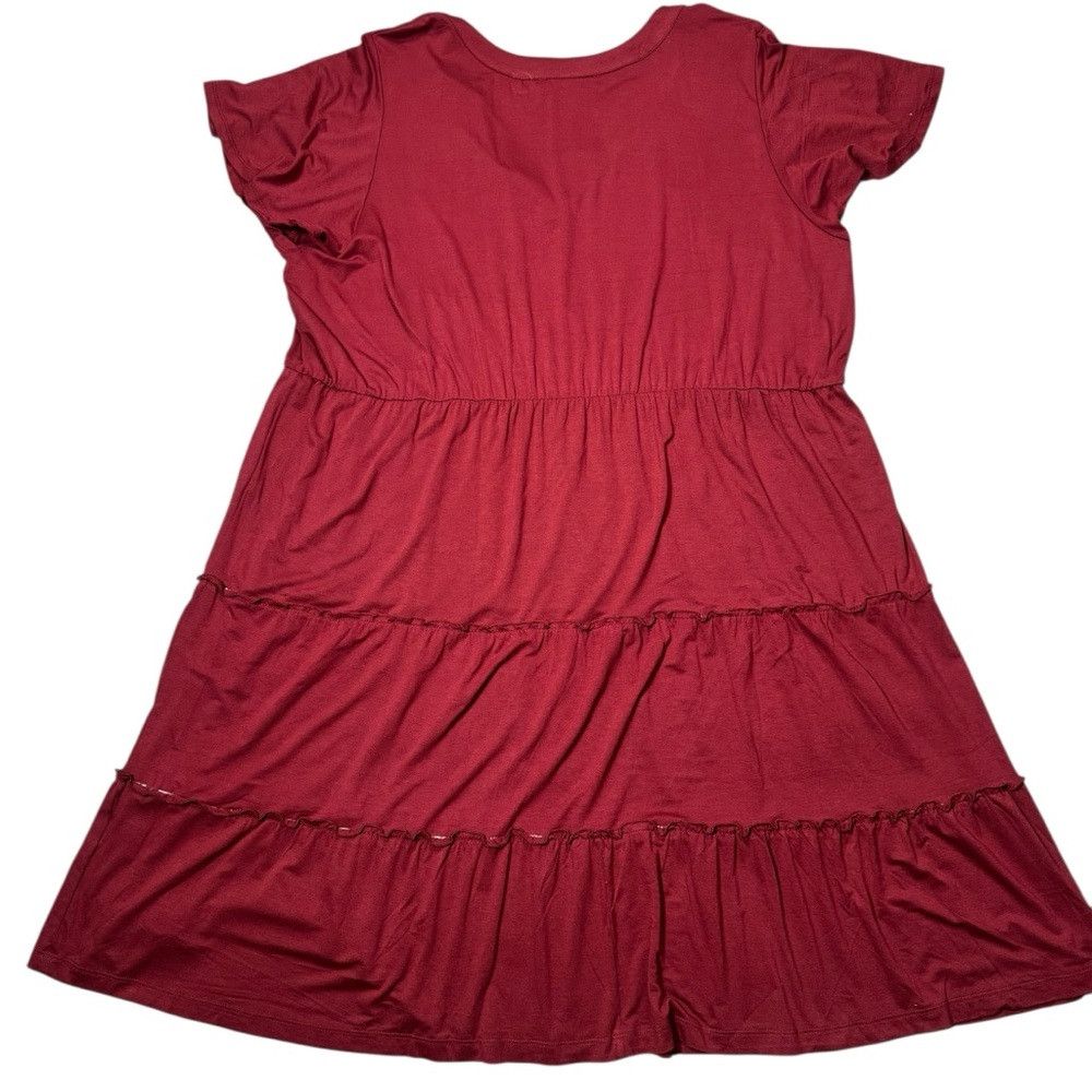 Lucky Brand NWT New Lucky Brand Red Rayon Tiered Flutter Short Sleeve D Size XXL / US 16-18 / IT 52-54 - 4 Thumbnail