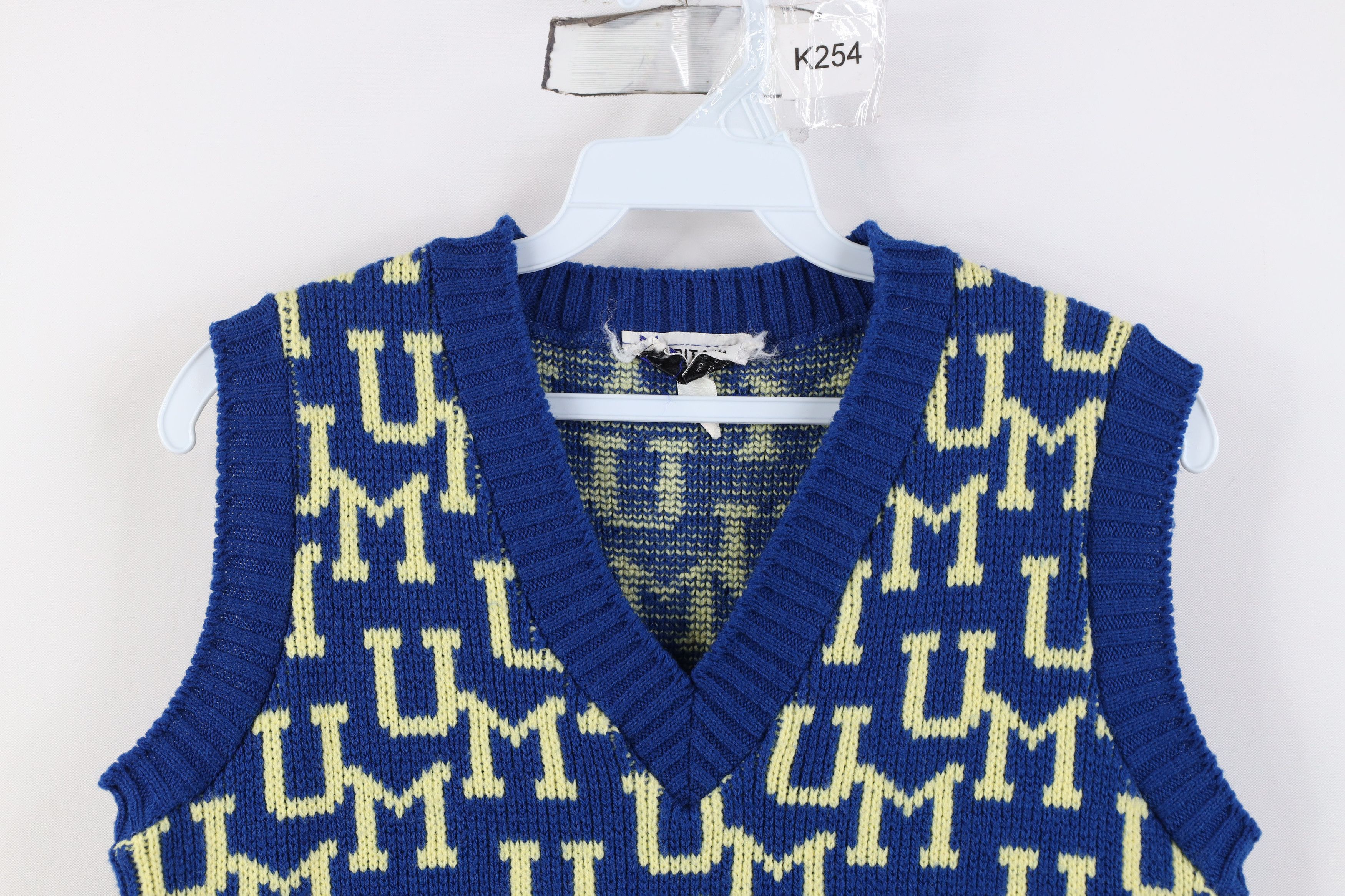 Vintage Vintage 70s University of Michigan All Over Sweater Vest Size S / US 4 / IT 40 - 2 Thumbnail
