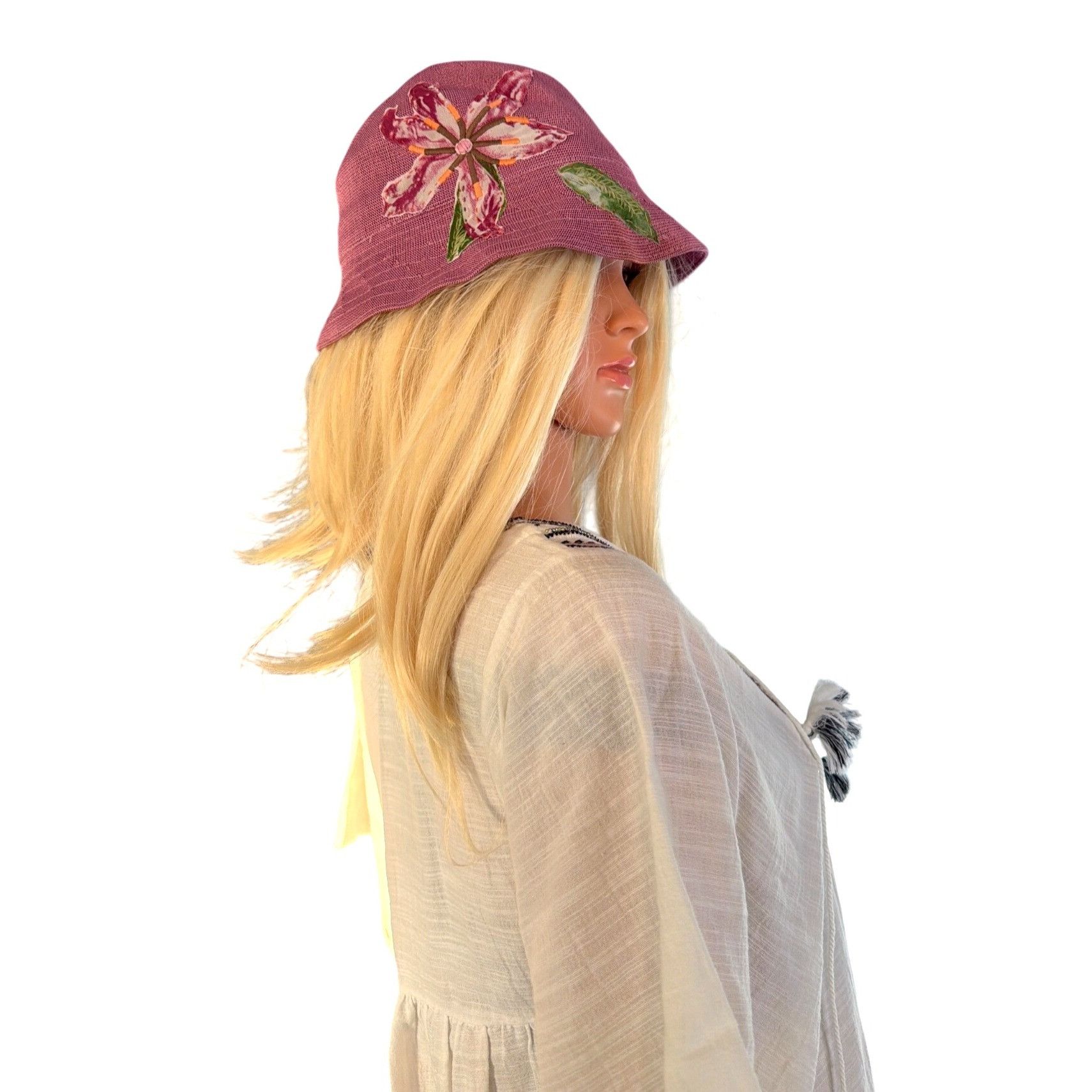 Kangol Kangol OS Embroidered Bucket Hat Floral Rose Pink Vintage HT Size ONE SIZE - 6 Thumbnail