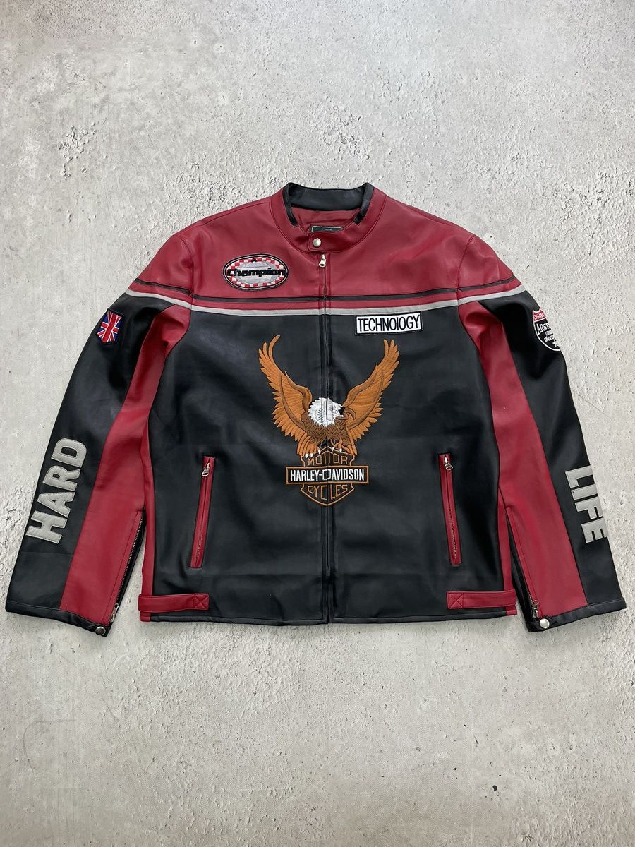 Harley Davidson Hype racing moto Harley Davidson leather jacket y2k Size US XL / EU 56 / 4 - 1 Thumbnail