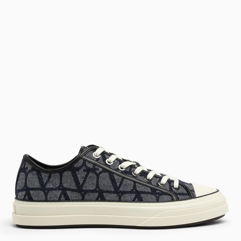 image of Valentino Garavani Trainer Low-Top Totaloop Toile Iconographe Blue/black Shoes, Men's (Size 12)