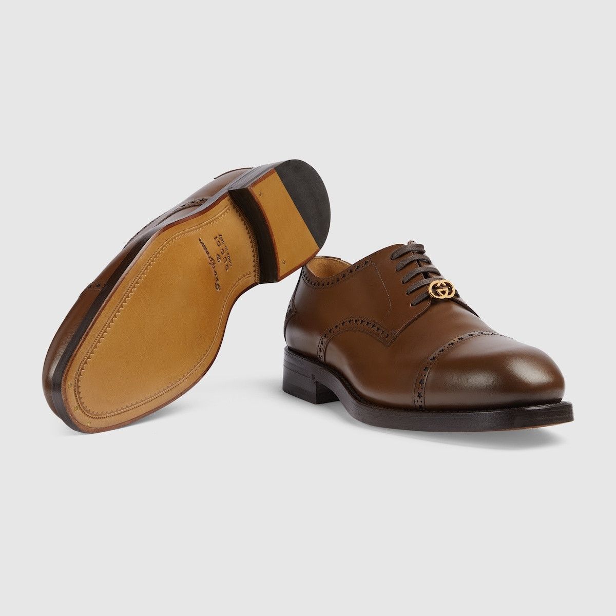 Gucci o1s1wg110125 Lace-Up Shoes With Brogue Details in Brown Size US 9 / EU 42 - 4 Thumbnail