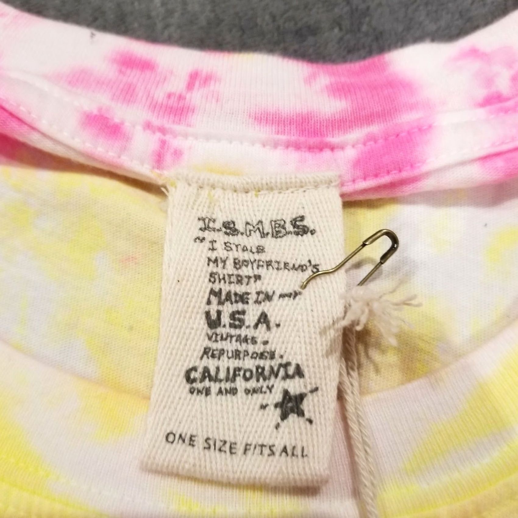 Pinko I Stole My Boyfriend's Shirt Pacific Grove Pink Tie-Dye One Size New NWT Crew Neck Short Sleeve Embroidered Cotton T-Shirt Womens Size ONE SIZE - 7 Thumbnail