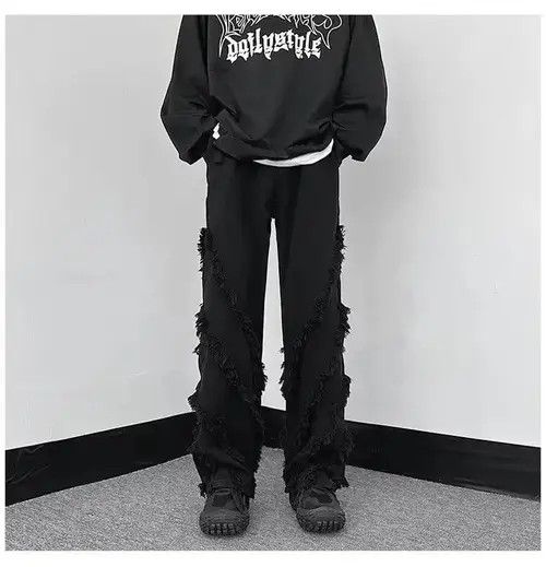 Japanese Brand Men Solid Ragged Edge Straight Jeans Size US 32 / EU 48 - 1 Thumbnail