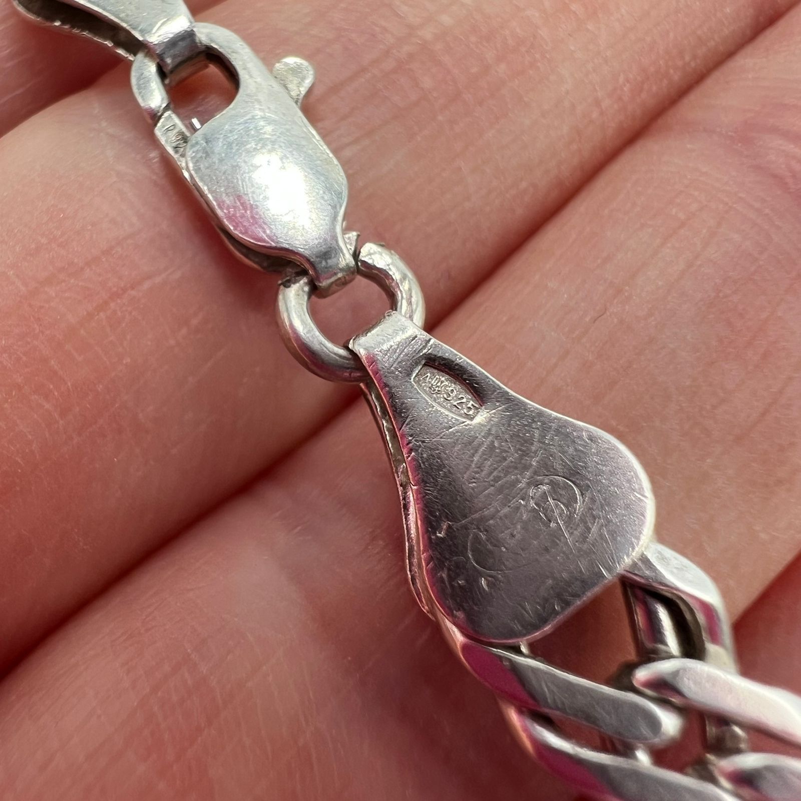 Sterling Silver Sterling Silver 925 Curb Chain Bracelet Jewelry 11.63g Size ONE SIZE - 9 Thumbnail