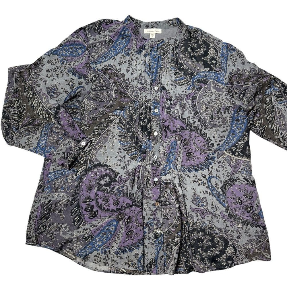 Coldwater Creek Coldwater Creek Chiffon Floral Front Pleated Blouse Size XL Size XL / US 12-14 / IT 48-50 - 5 Thumbnail