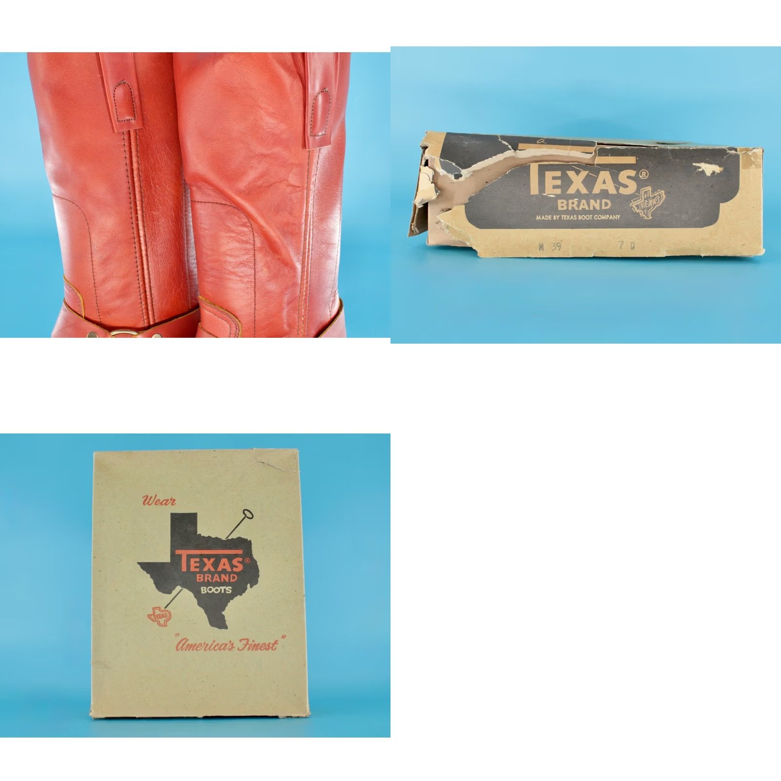 Vintage VTG 70s Boots Texas Boots Mens VTG 70s Red Brown Harness Boots Sz 7 D Leather Cowboy Motorcycle Biker Size US 7 / EU 40 - 10 Thumbnail