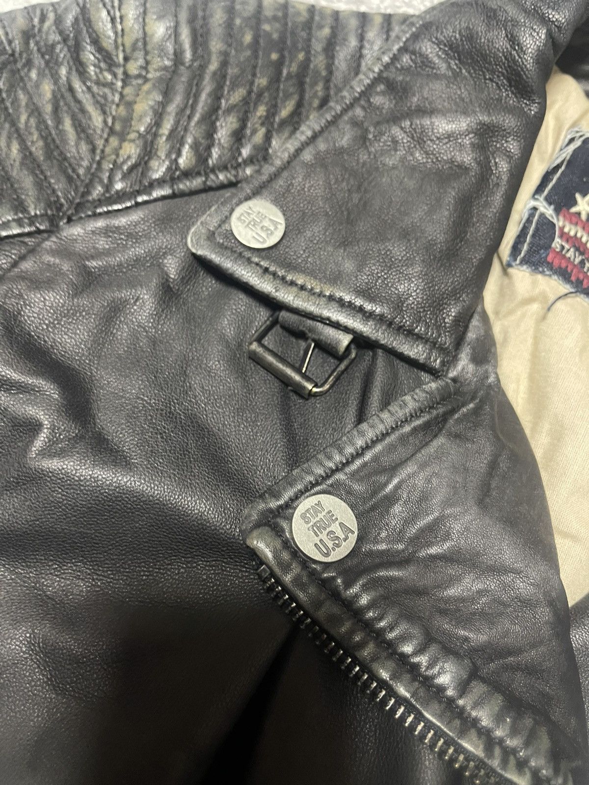 Vintage Stay True USA vintage Punk Rock Leather Faded Jacket size 44 Size S / US 4 / IT 40 - 12 Thumbnail