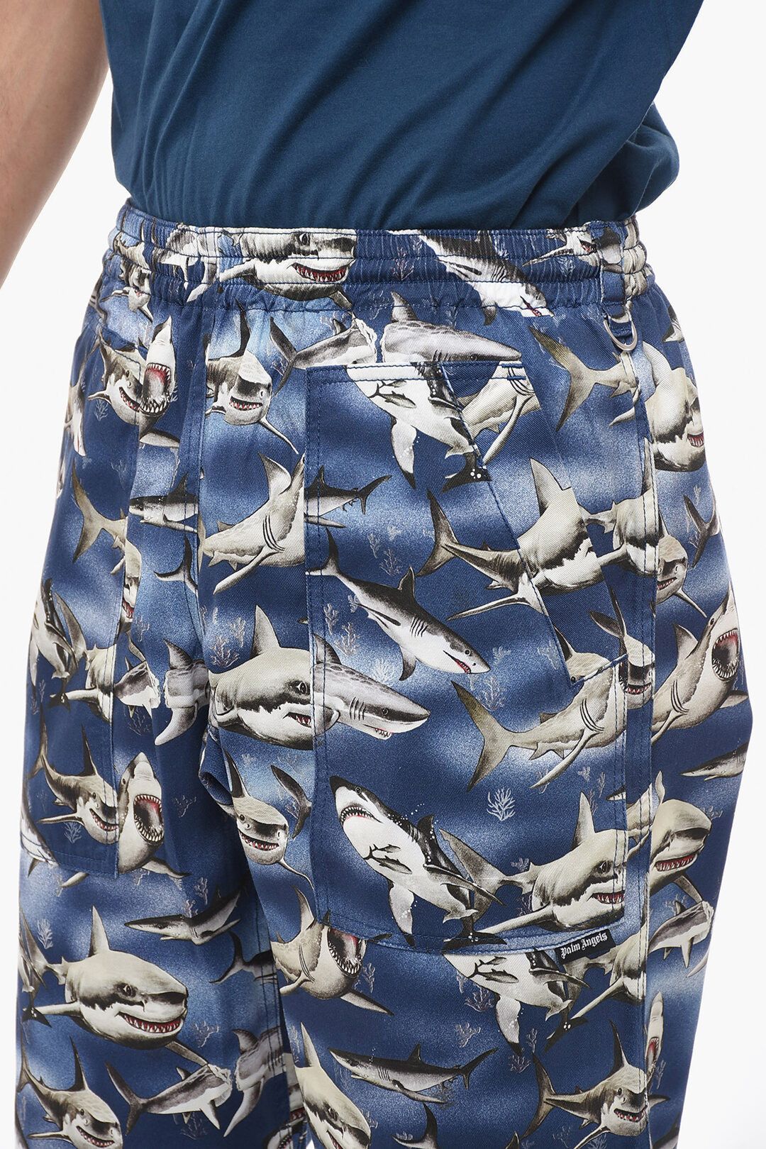 Palm Angels og1mm0825 Patch Pocketed Sharks Easy Cotton Pant in Blue Size US 30 / EU 46 - 3 Thumbnail