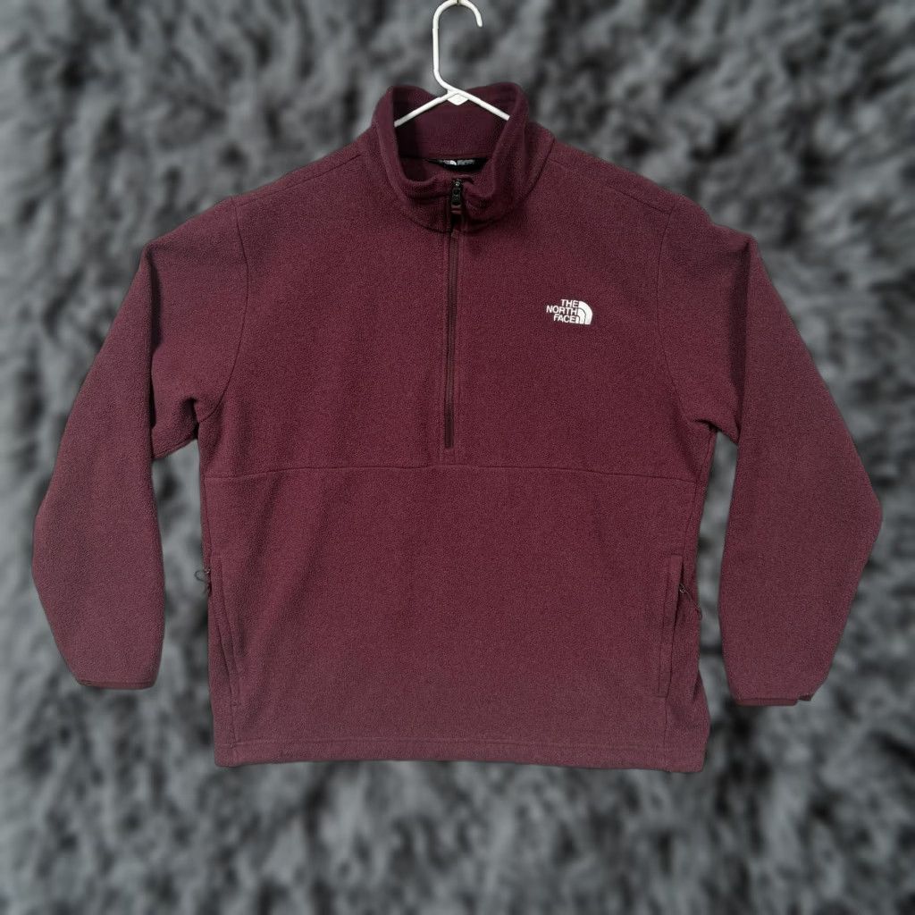 The North Face The North Face Fleece Jacket Mens XL Red 1/2 Zip Outdoor Hiking Casual Pockets Logo Embroidered Slim Fit Regular Mens XL Red Size US XL / EU 56 / 4 - 1 Thumbnail