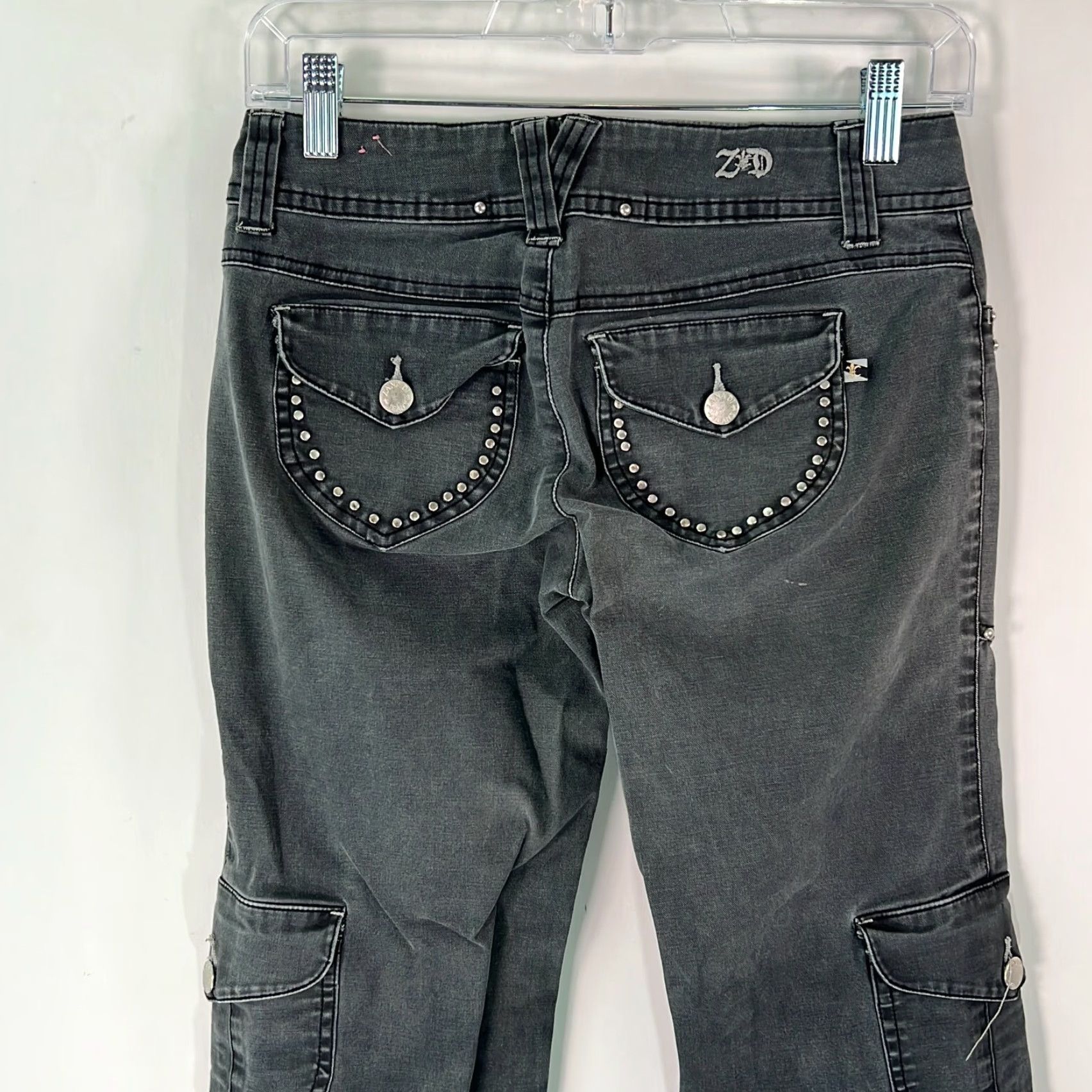 Denime Zana Di Jeans Women's 5 Ultra Low Rise Beaded Straight Black 28x30 Size 27" / US 4 / IT 40 - 4 Thumbnail