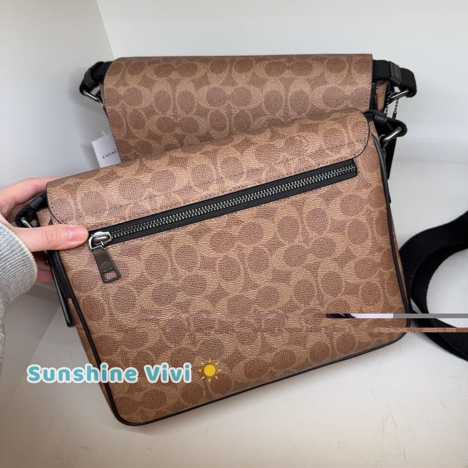 Coach NWT Coach MEN Jack Messenger Bag Canvas CDX87 QB/Tan/Black Size ONE SIZE - 5 Thumbnail