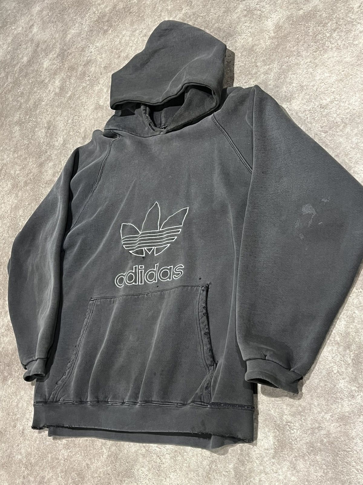 Adidas Sun Faded Distressed and Repaired Vintage Adidas Hoodie Size US XL / EU 56 / 4 - 3 Thumbnail