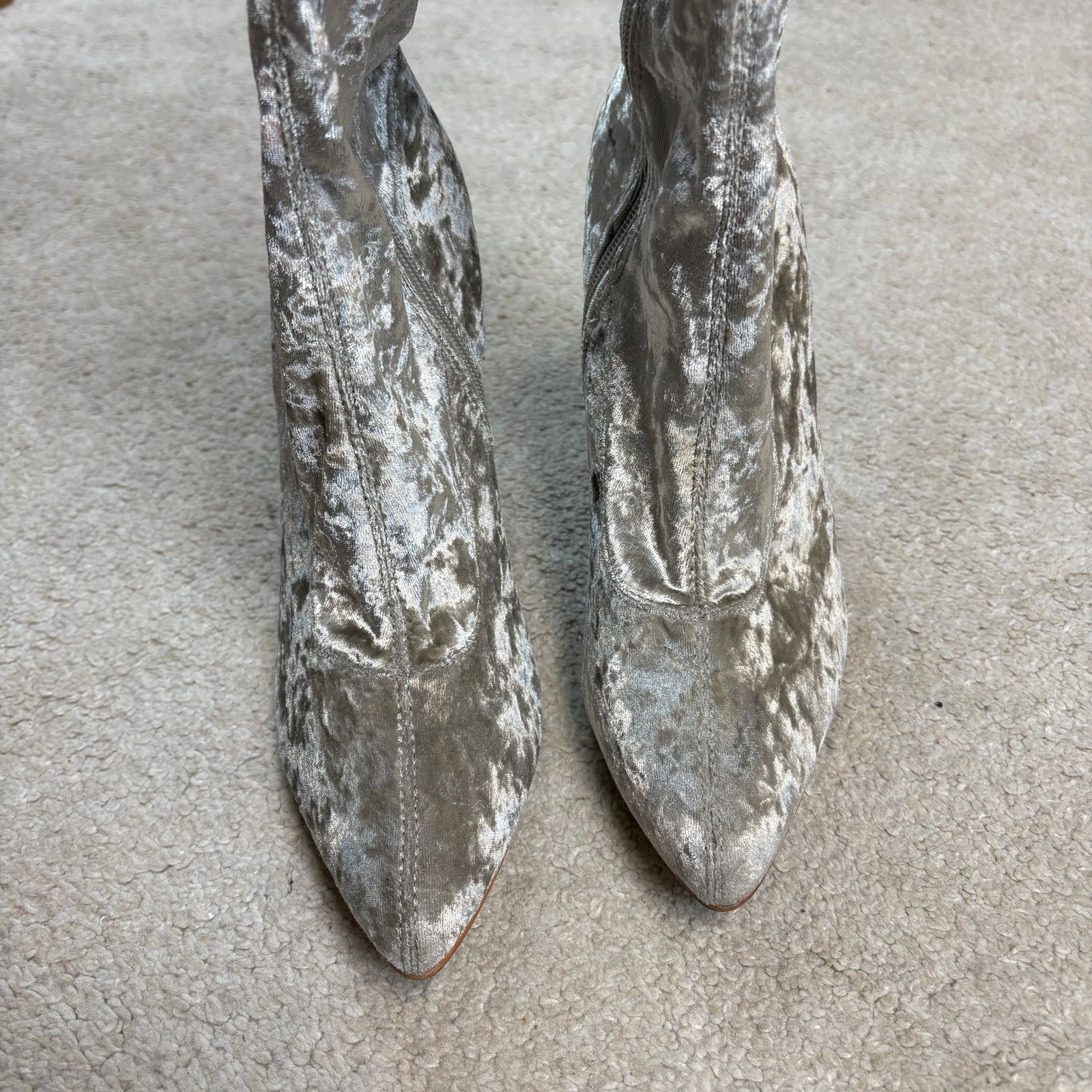 Other Cape Robbin Paw-27 Crushed Velvet Thigh High Boots Silver 9 Size US 9 / IT 39 - 3 Thumbnail