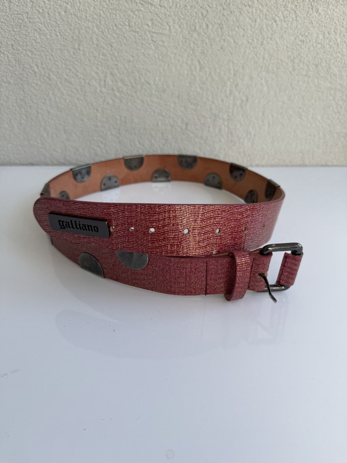 John Galliano John Galliano Belt Red Metal Studded Vintage Size ONE SIZE - 7 Thumbnail