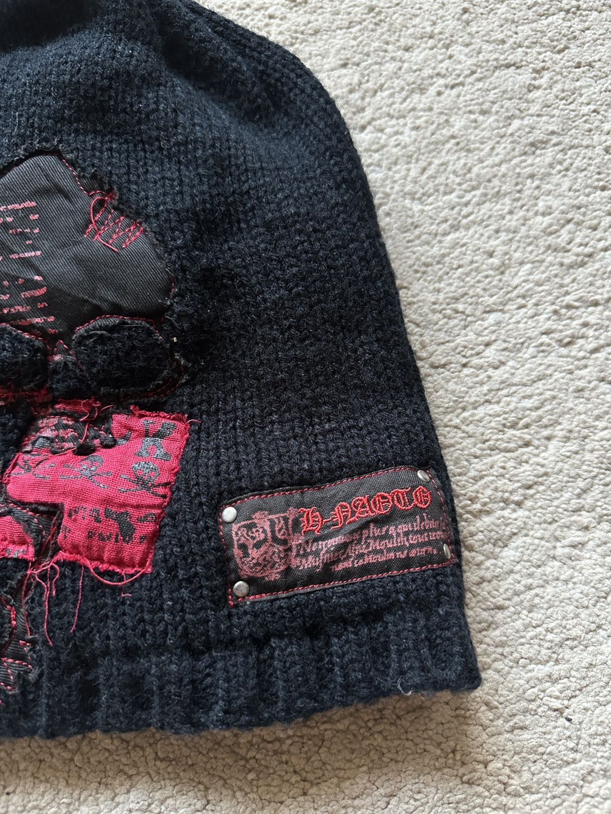 Japanese Brand 2000s H Naoto Patchwork Skull Beanie Size ONE SIZE - 3 Thumbnail