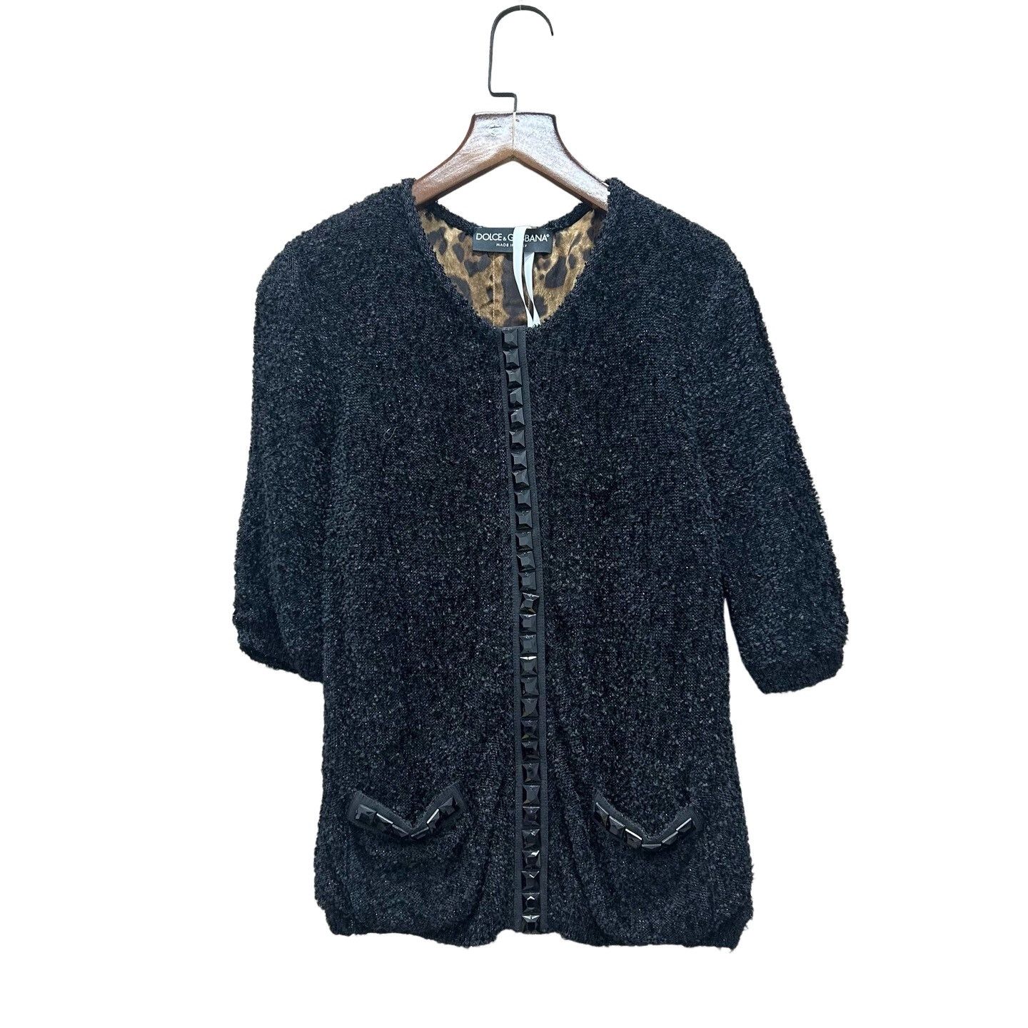 Dolce & Gabbana Dolce & Gabbana Black Leopard Lining Knit Jacket IT 38 Size XS / US 0-2 / IT 36-38 - 1 Thumbnail