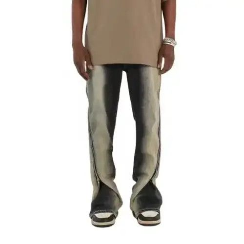 Other Blue Stacked Washed Two Tone Denim Jeans Size US 34 / EU 50 - 2 Thumbnail