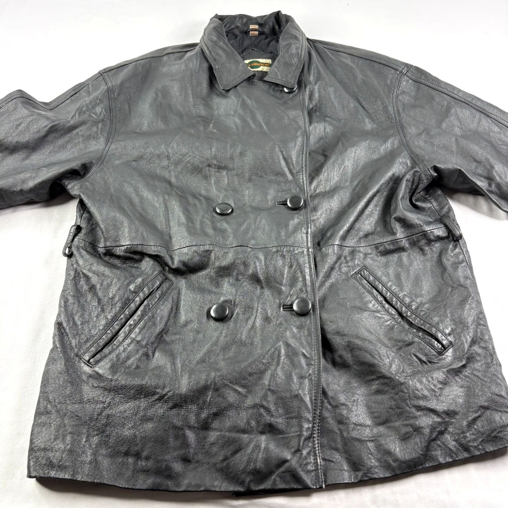 Vintage Outbrook Leather Jacket Womens Large Black Pockets Coat Size L / US 10 / IT 46 - 3 Thumbnail