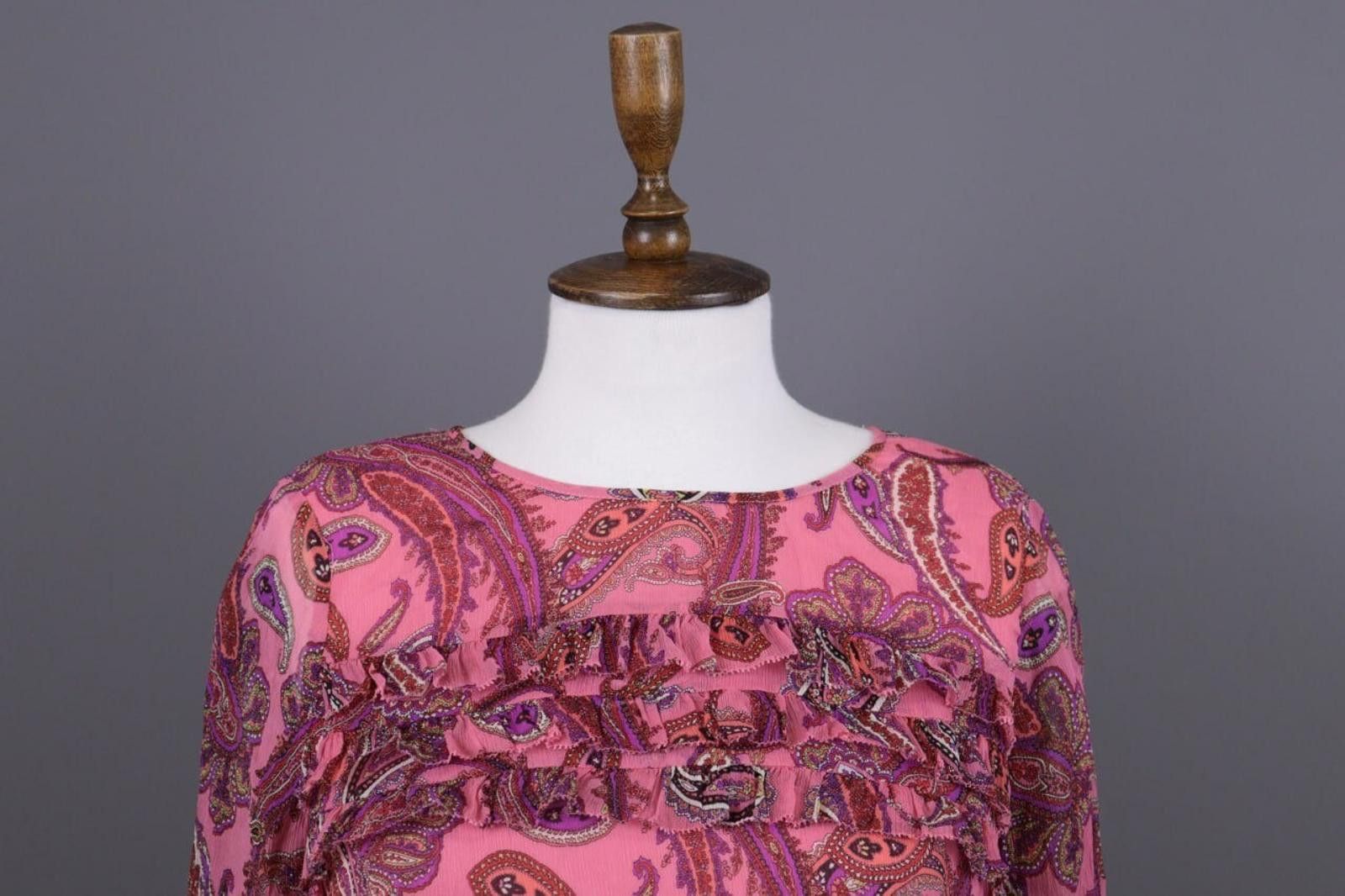 J.Crew J.Crew Pink Silk Paisley Drawstring Blouse Shirt Size 6 / S Size S / US 4 / IT 40 - 2 Thumbnail