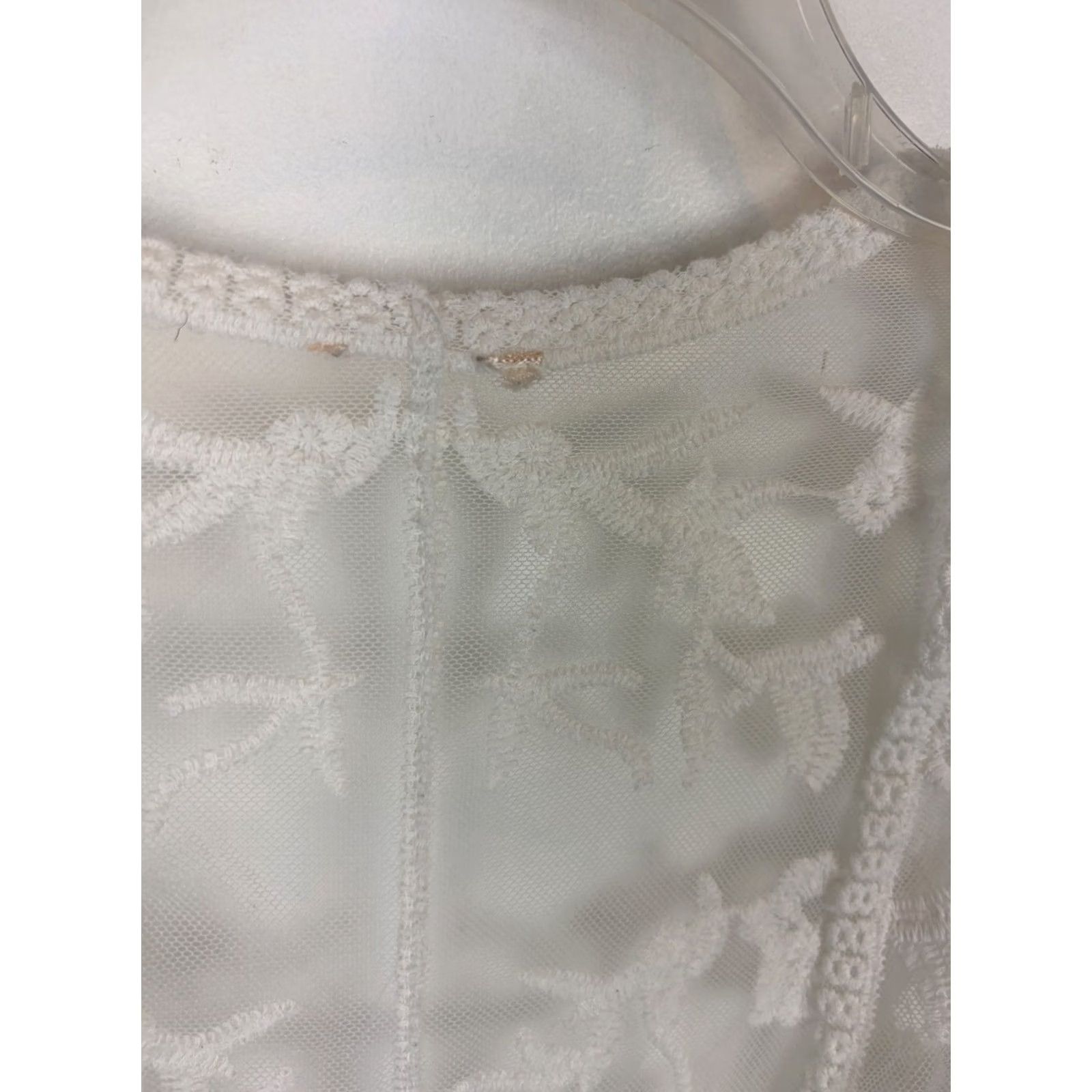 Vintage Lace Sheer Floral Kimono Duster Womens Large White Festival Fairy Coquette Tie Size L / US 10 / IT 46 - 6 Thumbnail