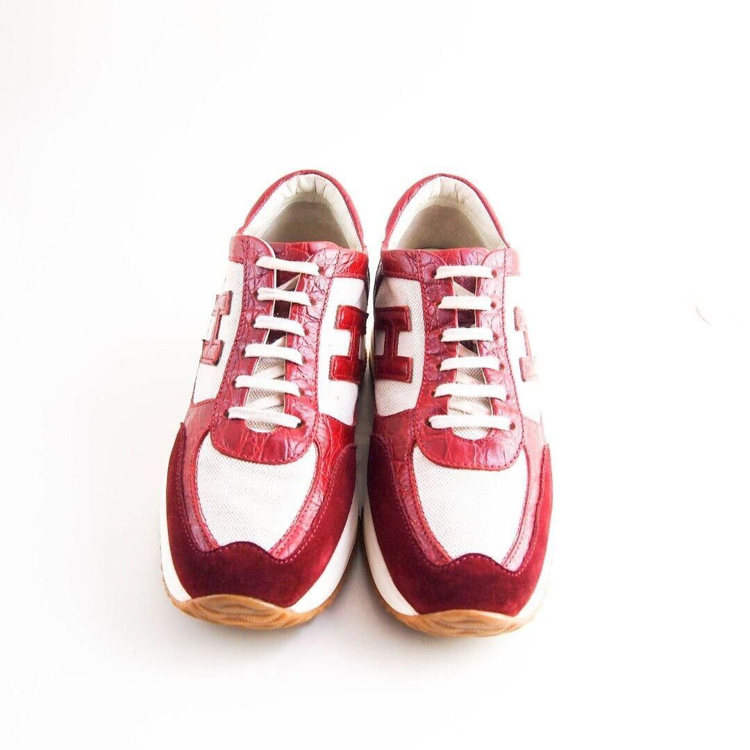 Hogan Hogan Low Top Sneakers Red Croc Ivory Canvas EU 40 US 10 Size US 10 / IT 40 - 3 Thumbnail