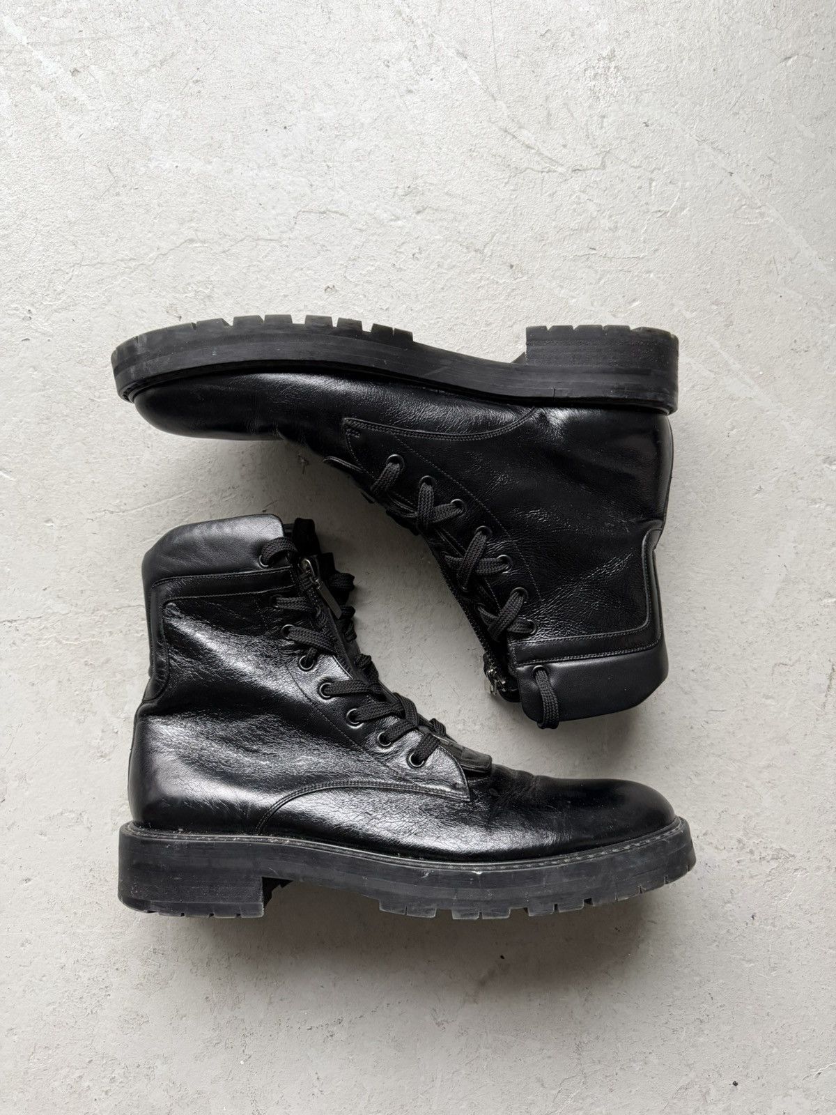 Saint Laurent Paris Leather William Whipstitch Combat Boot