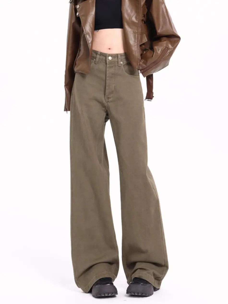 Japanese Brand Retro brown straight leg solid color jeans Size US 32 / EU 48 - 2 Thumbnail