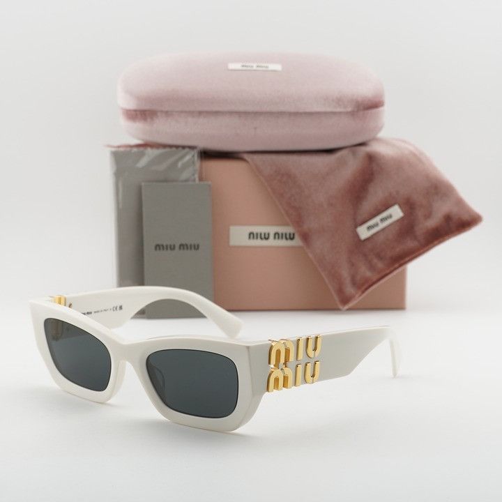 Miu Miu Miu Miu MU09WS 1425S0 Sunglasses White Cat Eye Frame Size ONE SIZE - 12 Thumbnail