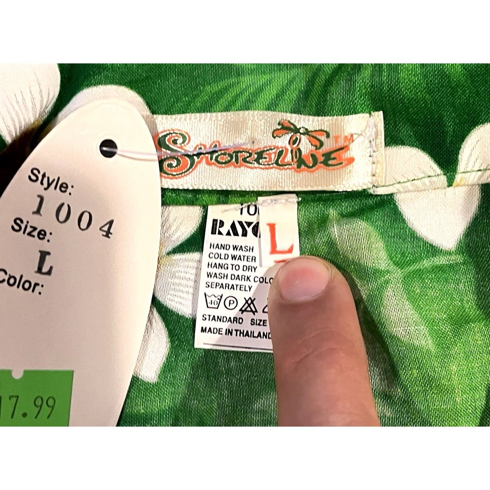 Vintage Shoreline Men’s Large Green White Floral Hawaiian Shirt Button-Up Short Sleeve Beach Retro Size US L / EU 52-54 / 3 - 6 Thumbnail