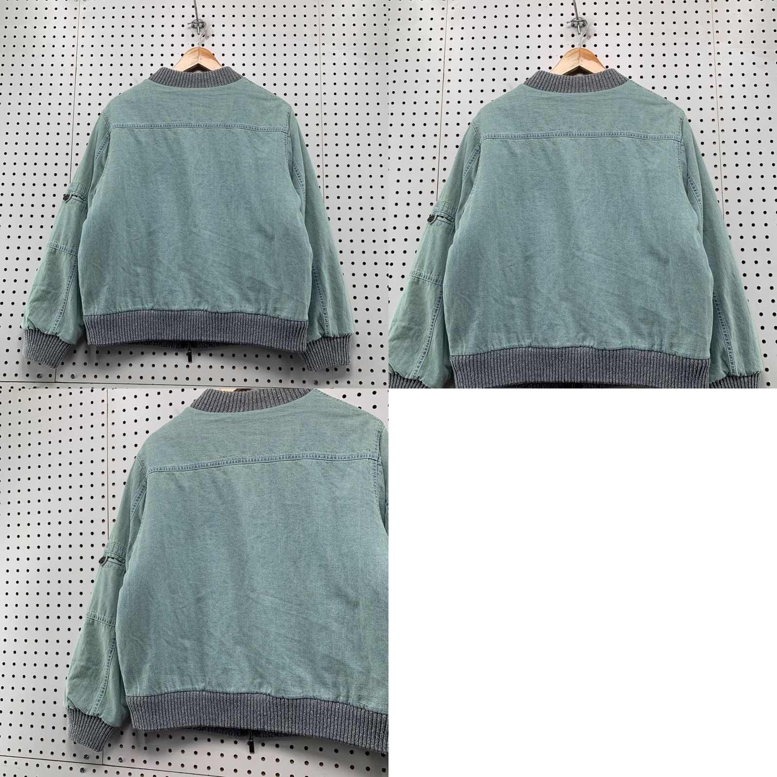 Vintage Lafayette 148 Bomber Jacket Women Medium Blue Reversible Linen Cotton Knit Size M / US 6-8 / IT 42-44 - 10 Thumbnail
