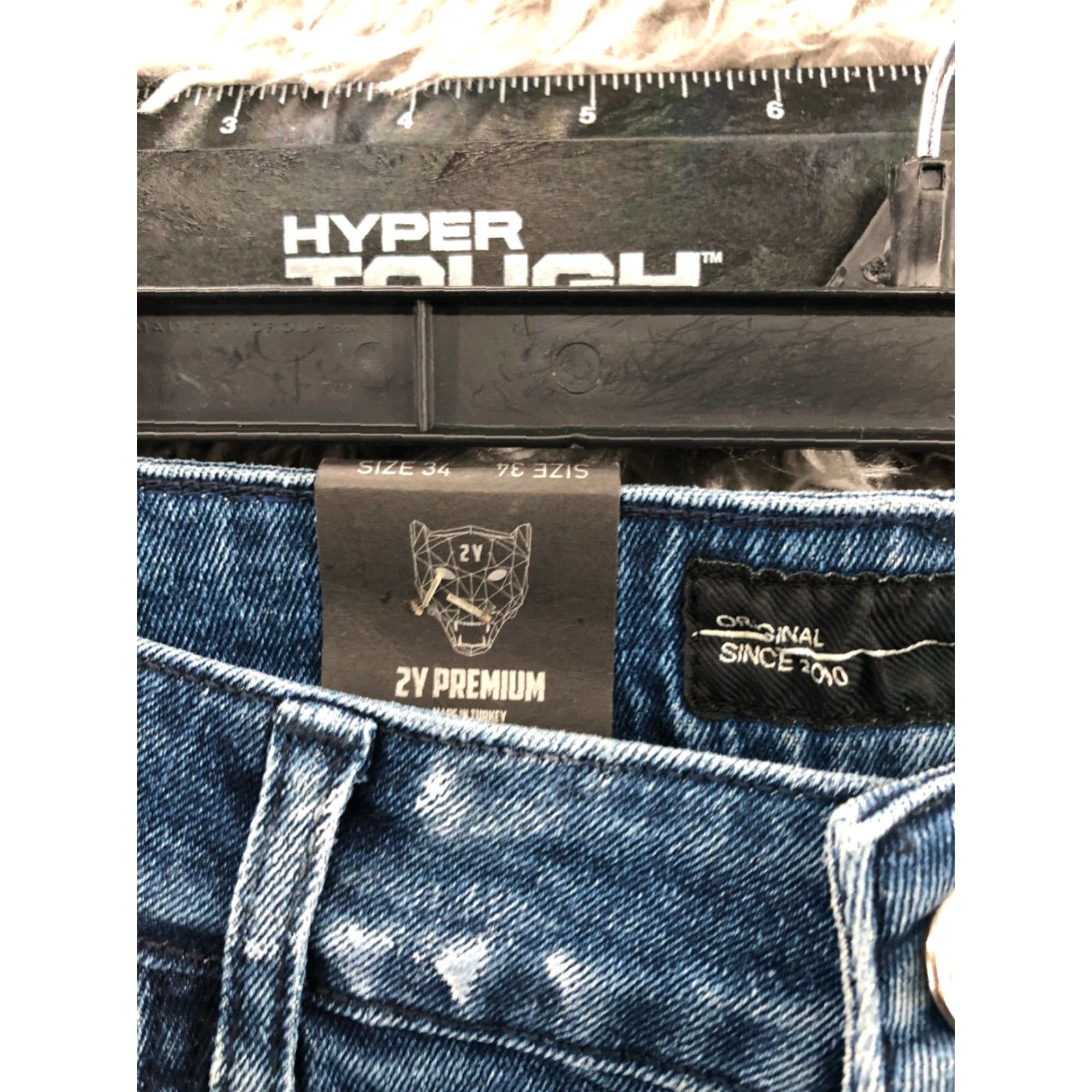 Vintage 2Y Premium Slim Fit Tapered Jeans Mens Size 34x32 Blue 5-Pocket Denim Button Fly Size US 34 / EU 50 - 2 Thumbnail