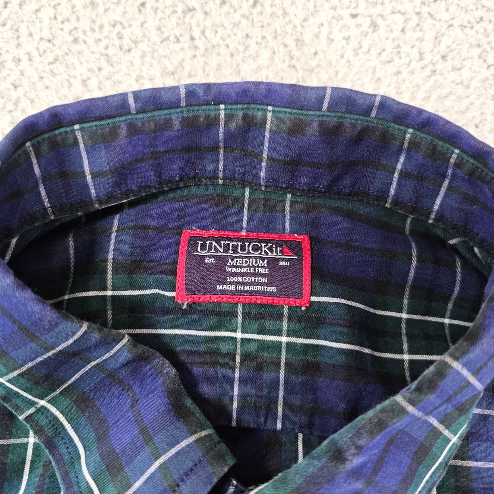 UNTUCKit UNTUCKit Shirt Mens M Blue Green Cotton Twill Button-Up Long Sleeve Casual Size US M / EU 48-50 / 2 - 3 Thumbnail