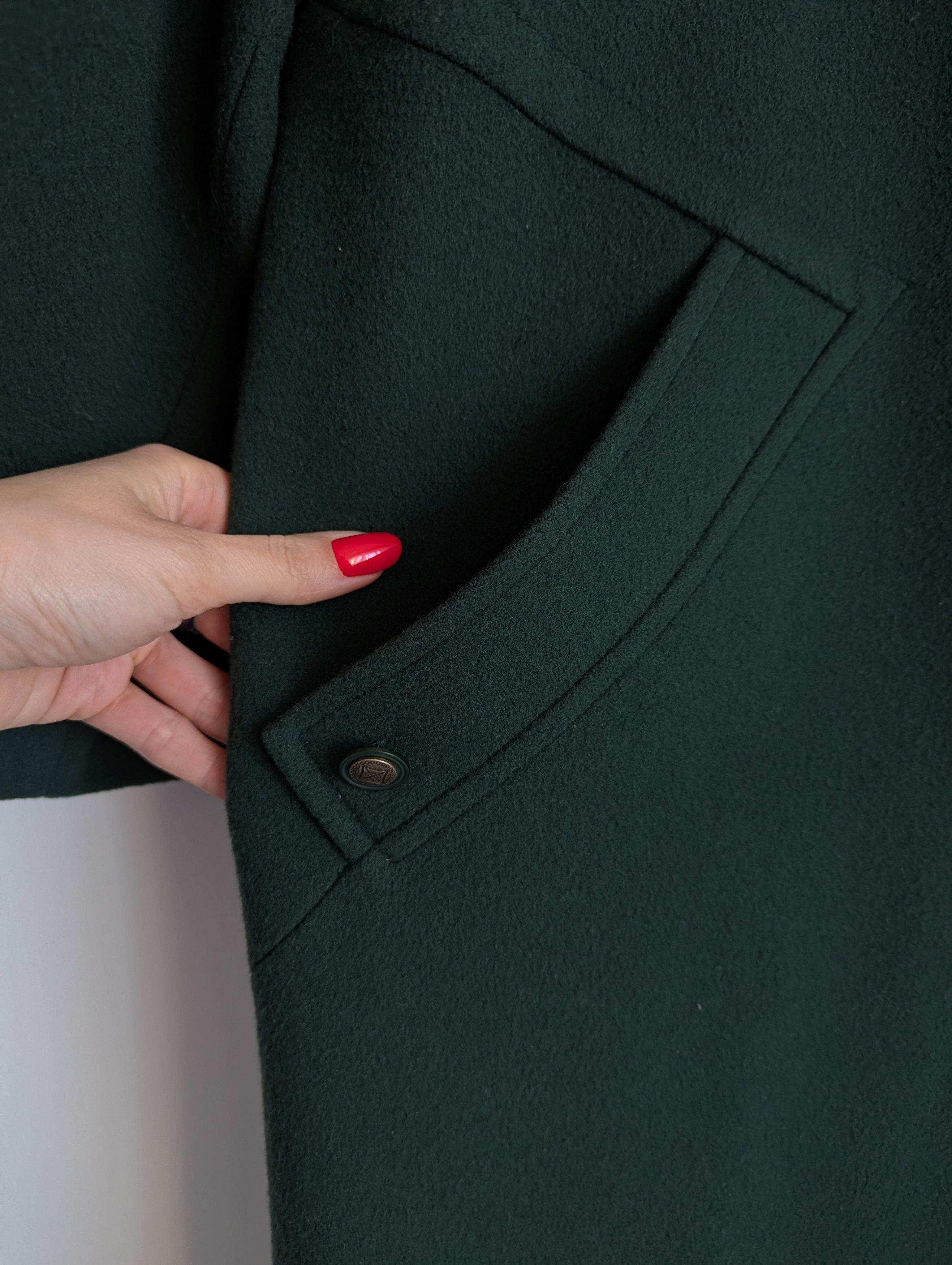Other Virgin Wool Dark Green Coat Vintage Germany Size XL / US 12-14 / IT 48-50 - 4 Thumbnail
