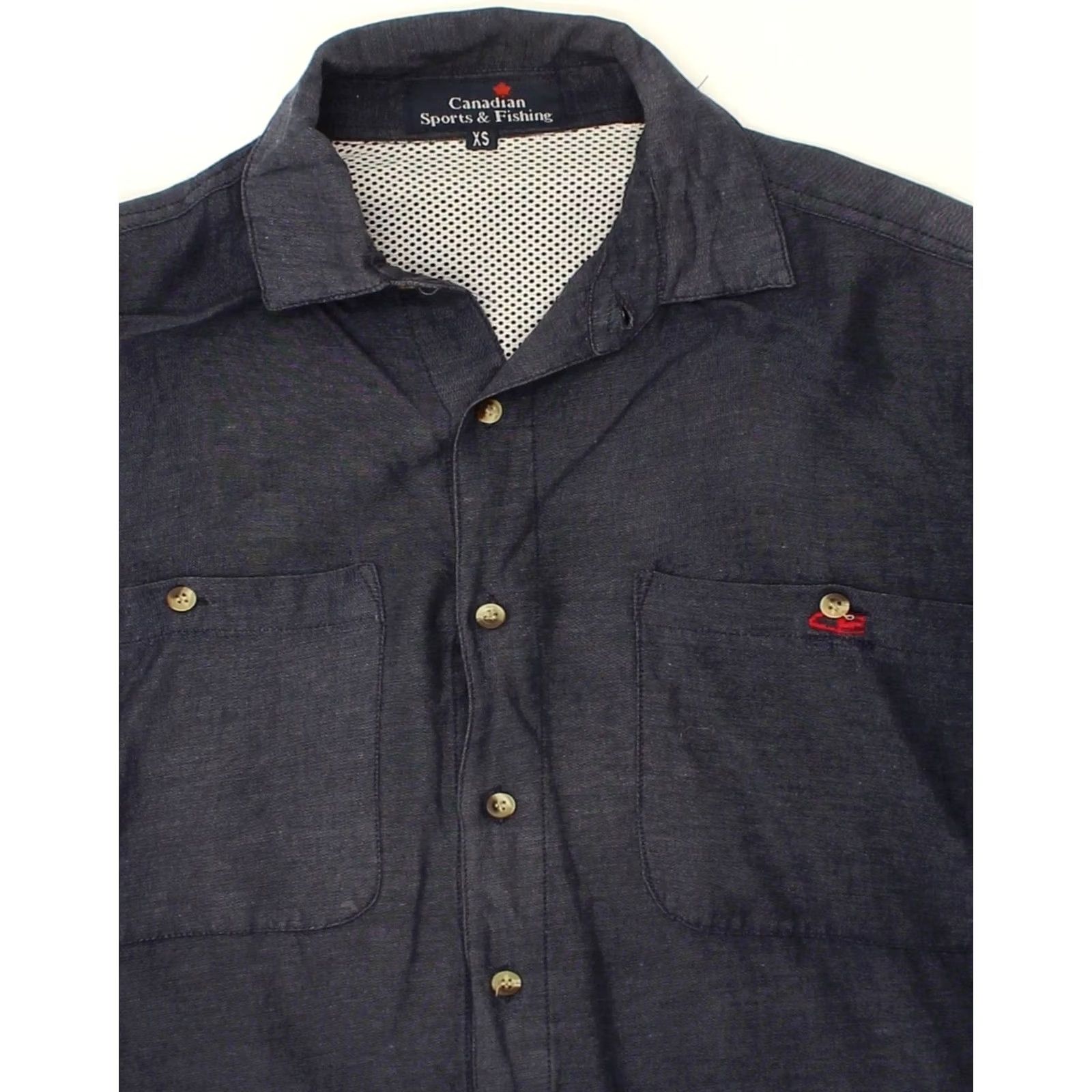 Vintage CANADIAN Mens Shirt XS Navy Blue Viscose Size US XS / EU 42 / 0 - 3 Thumbnail