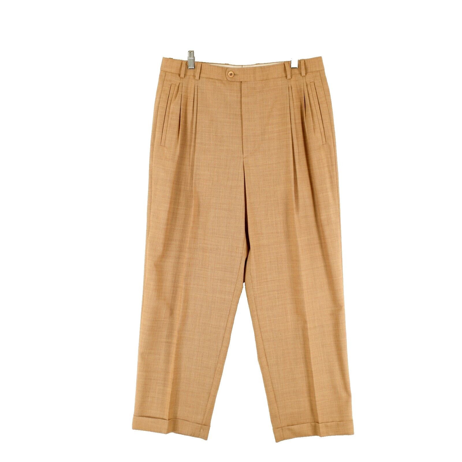 Zanella Zanella Jesse Textured Wool Basketweave Brown Pleated Cuffed Size 34R - 1 Thumbnail