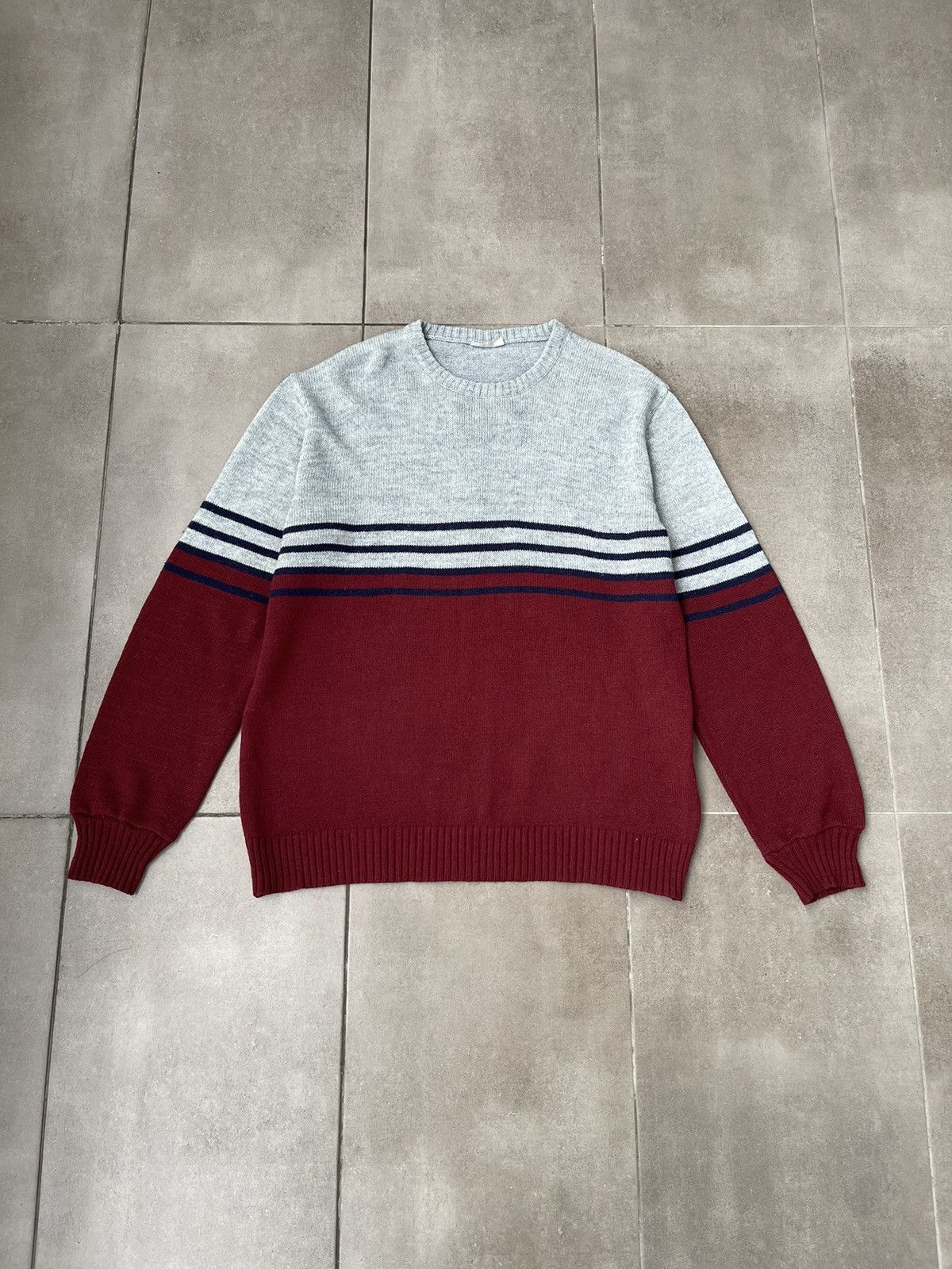Vintage Vintage Y2K Red Grey Stripped Navy Wool Thin Sweater Size US M / EU 48-50 / 2 - 3 Thumbnail