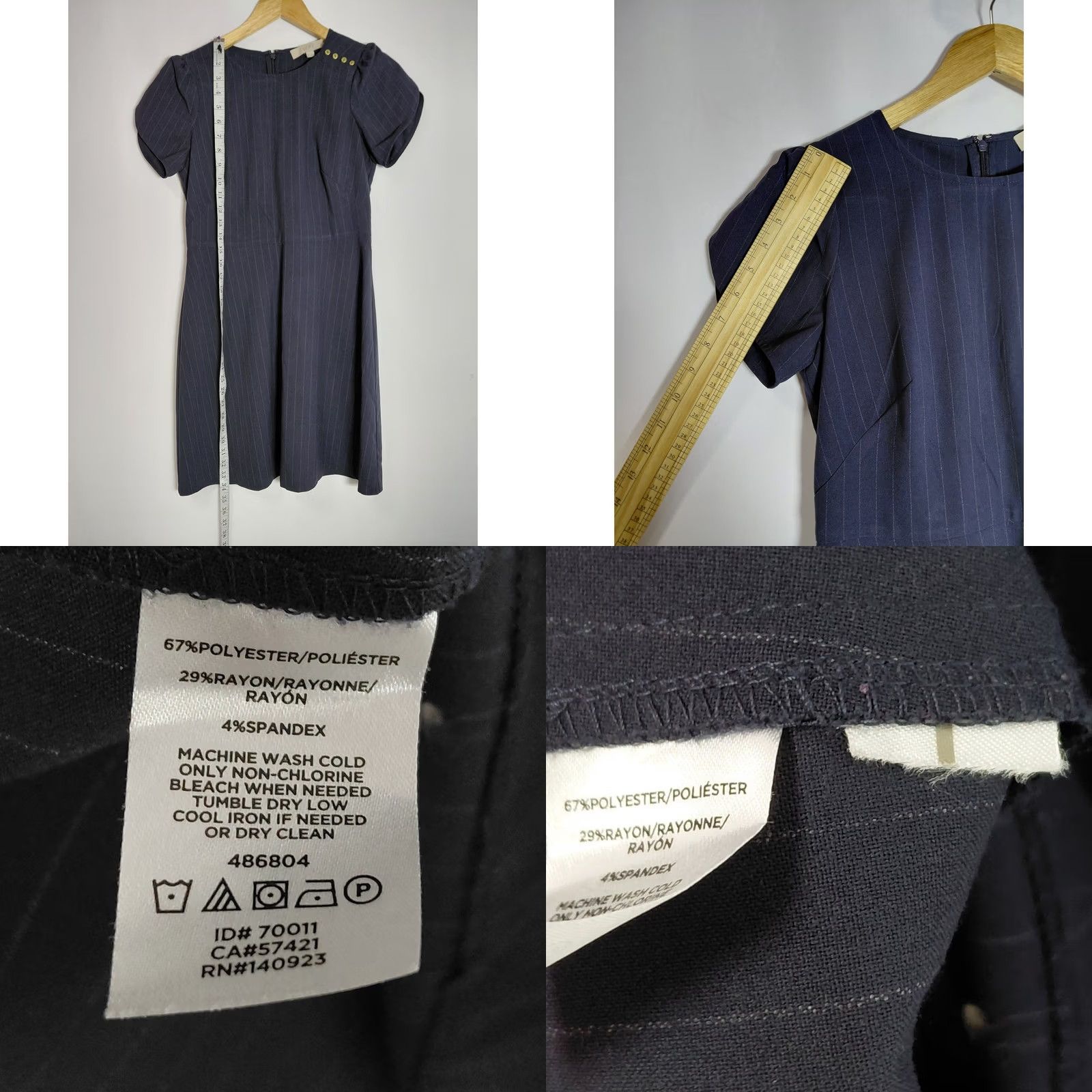 Vintage LOFT PETITES Dress Womens 2P Navy Petite Striped Knit Short Sleeve Women Size Size 26" / US 2 / IT 38 - 8 Thumbnail