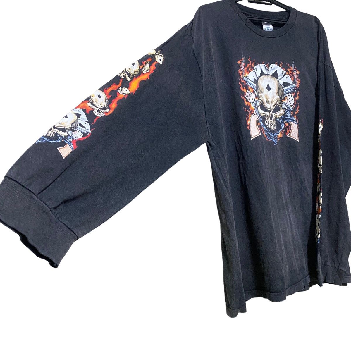 Vintage Vintage Aces Of Spades Skull Flame Shirt Longsleeve Size US XXL / EU 58 / 5 - 5 Thumbnail