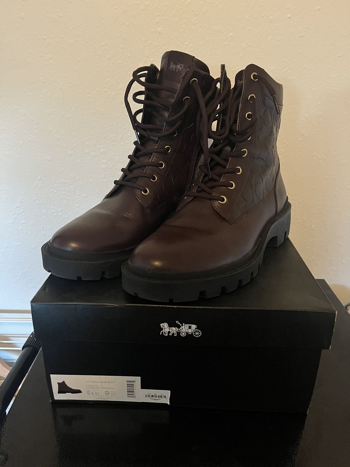 image of Coach Citysole Emb Boots in Ox Blood, Men's (Size 9.5)
