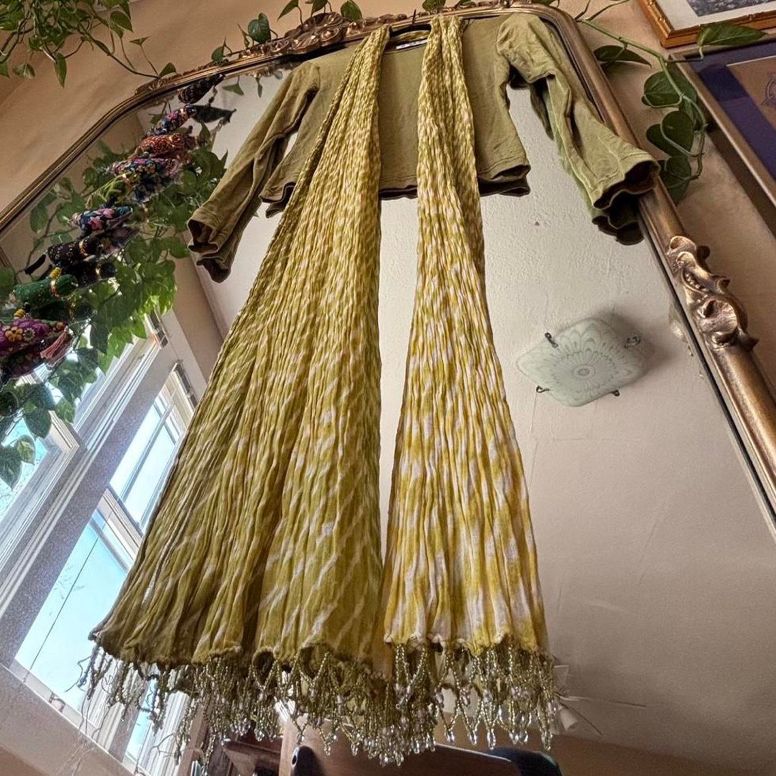 Other Vintage Y2K Chartreuse Beaded Scarf Shawl Lizzie McGuire Size ONE SIZE - 3 Thumbnail