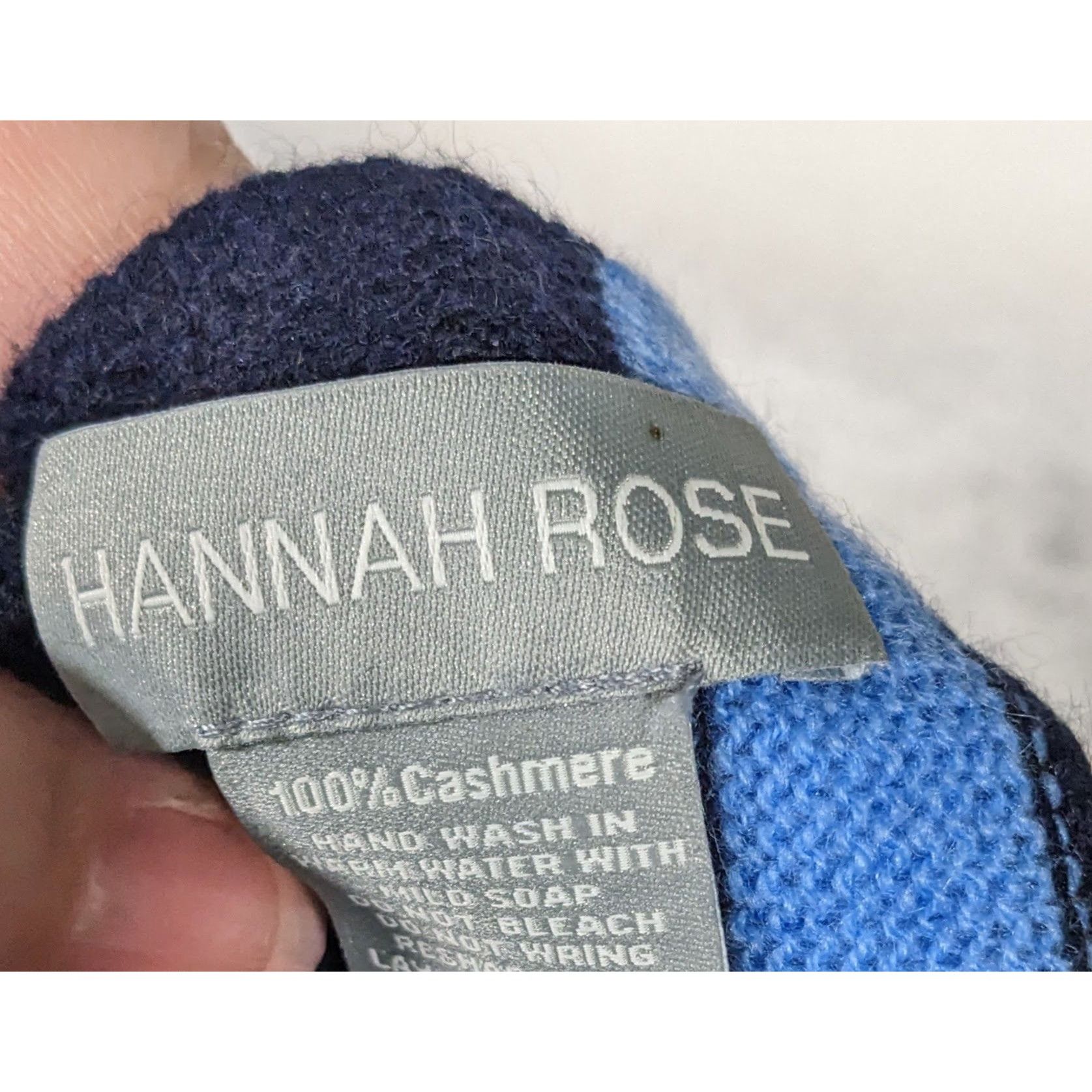 Other Hannah Rose 100% Cashmere Navy Blue Striped Scarf Size ONE SIZE - 7 Thumbnail