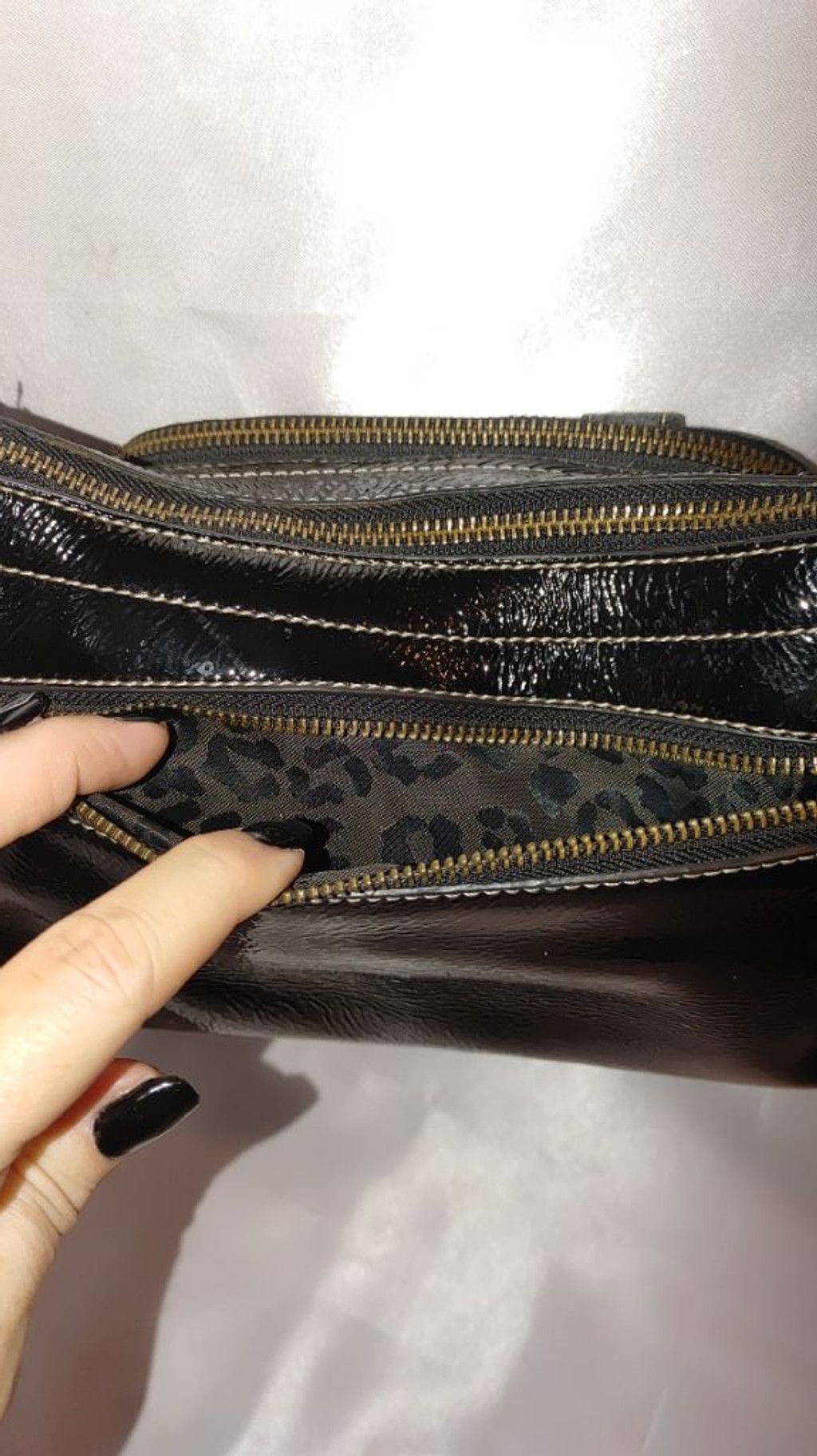 Vera Pelle Perlina New York Baguette Patent Leather Shoulder Bag Size ONE SIZE - 8 Thumbnail