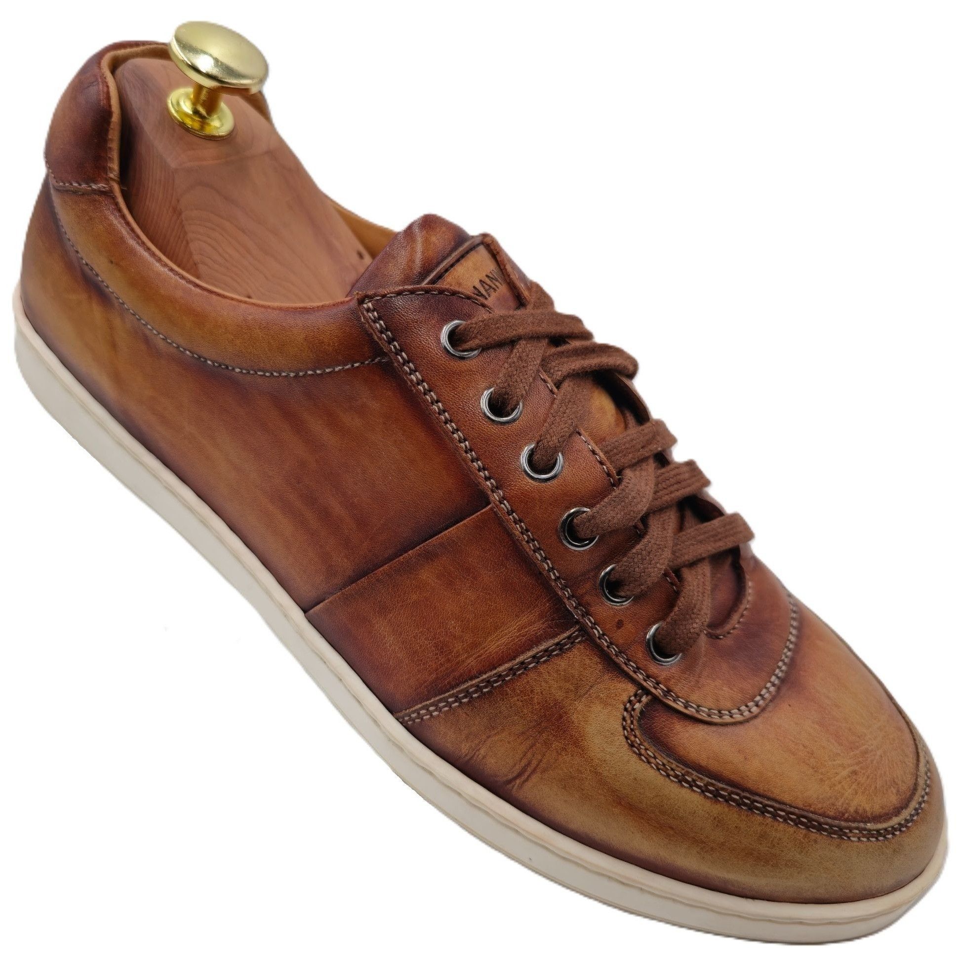 Magnanni Magnanni Spain Patina Brown Leather Fashion Sneakers Men 7.5 Size US 7.5 / EU 40-41 - 1 Thumbnail