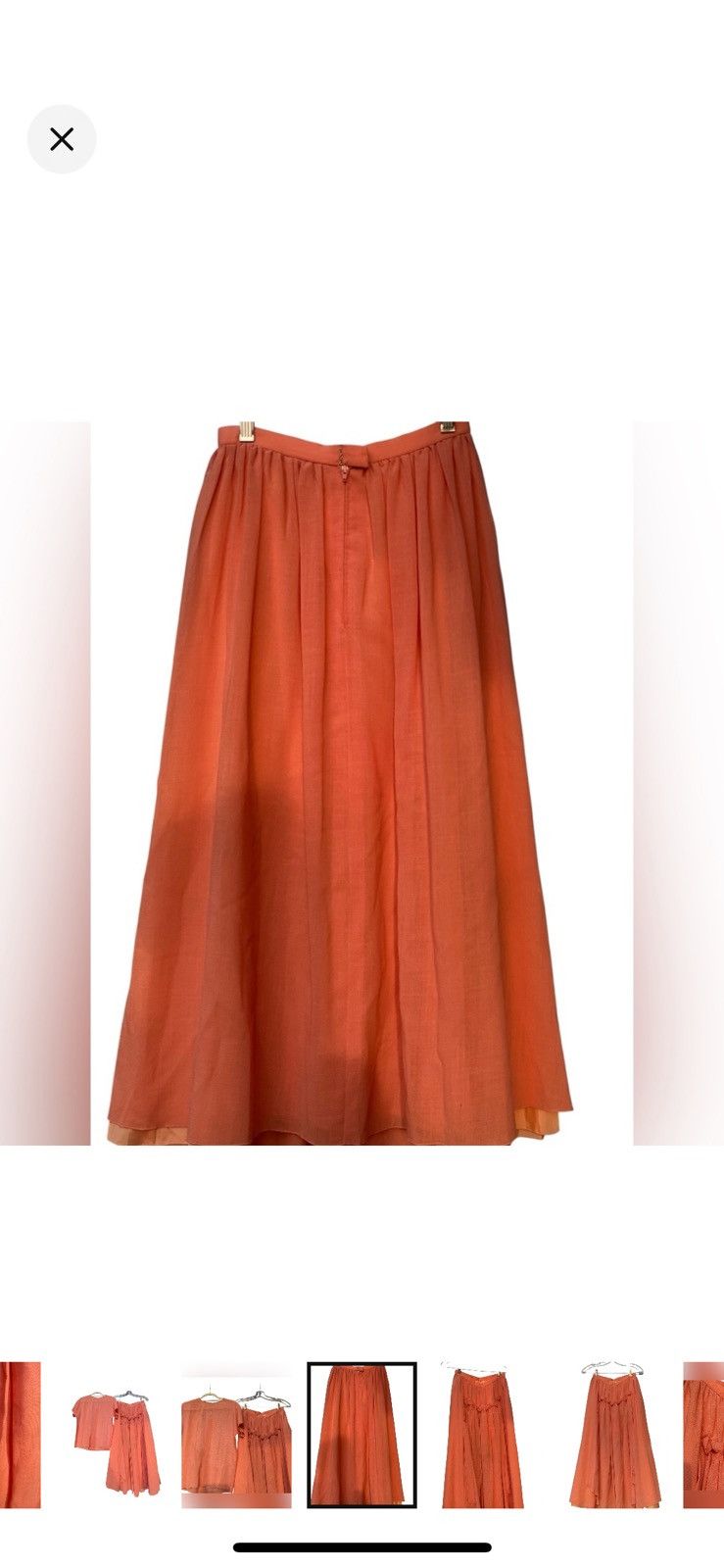 Chloe RARE 70’s VTG CHLOE LINEN CORAL SMOCKED RUFFLE SKIRT & TOP Size XS / US 0-2 / IT 36-38 - 12 Thumbnail