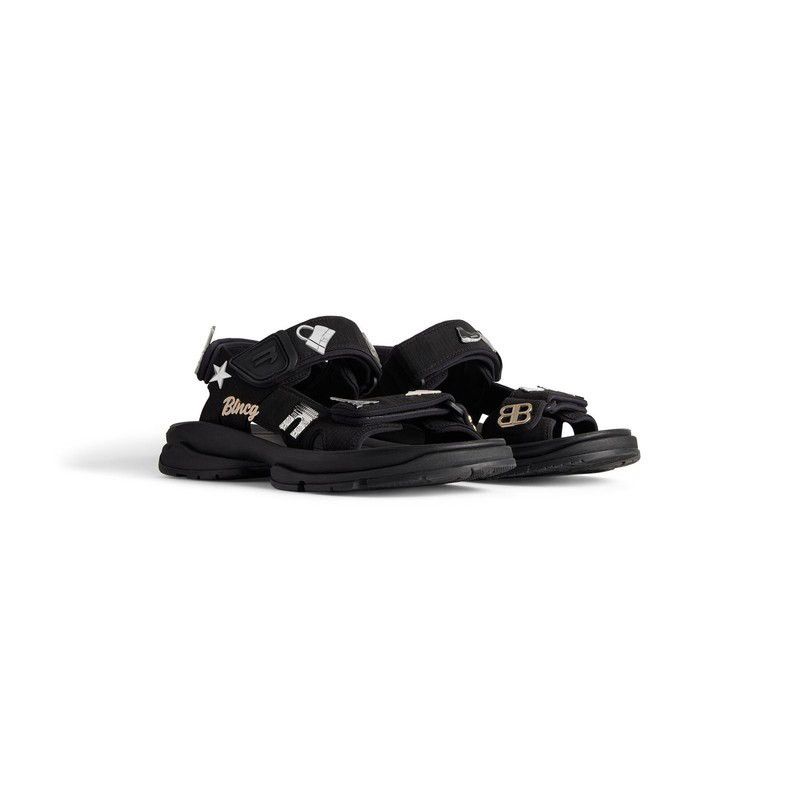 Balenciaga o1w1db10625 Tourist Sandals With Pins in Black Size US 4 / IT 34 - 2 Thumbnail