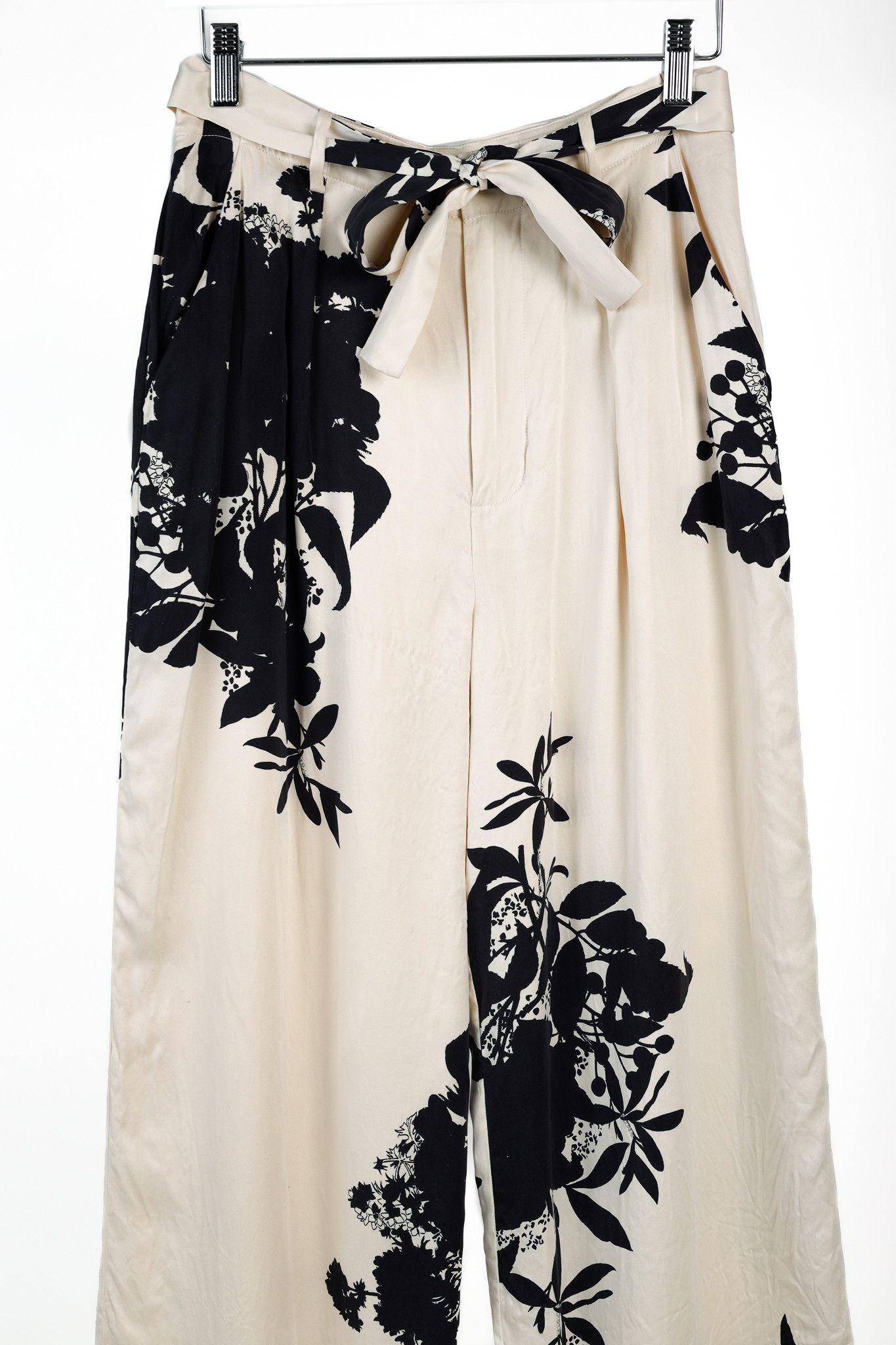 Equipment Equipment Evonne Cream Floral Silk Belted Trousers Size 27" / US 4 / IT 40 - 3 Thumbnail