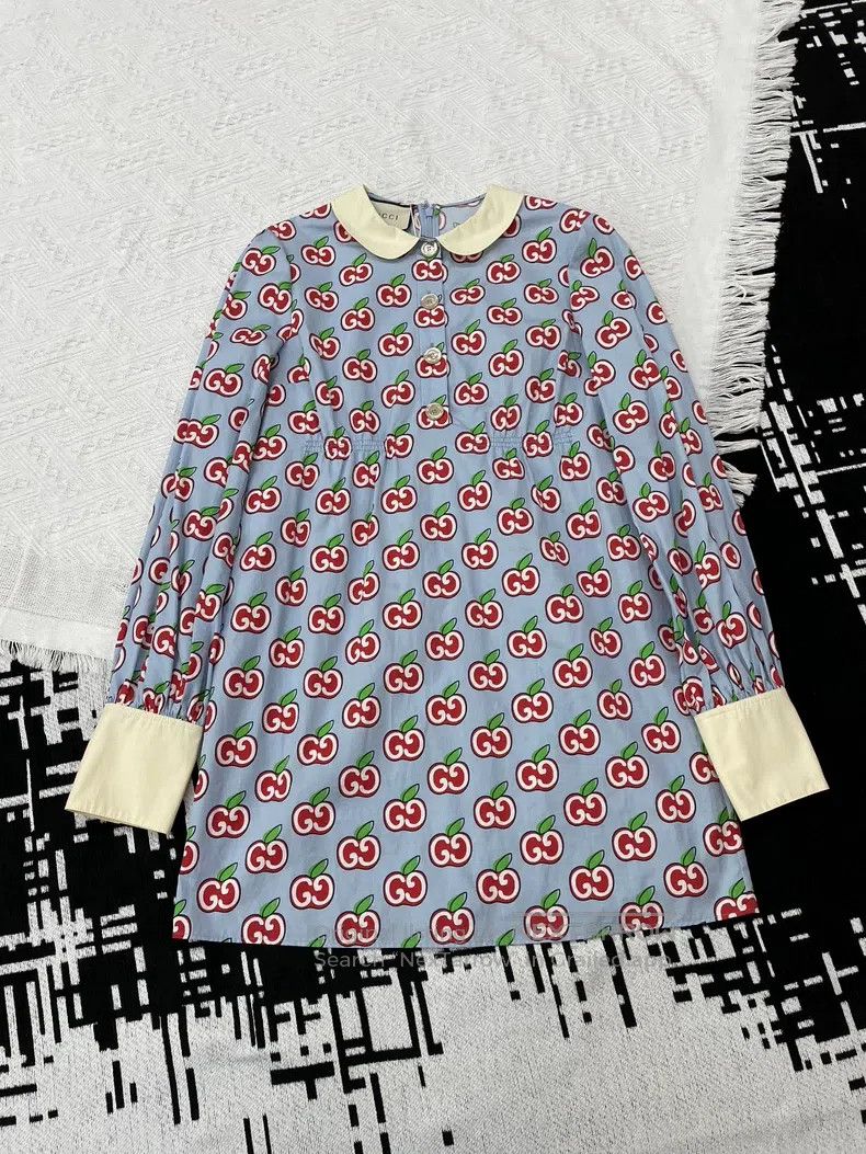 Gucci Gucci Limited edition doll collar blue apple dress Size S / US 4 / IT 40 - 1 Thumbnail